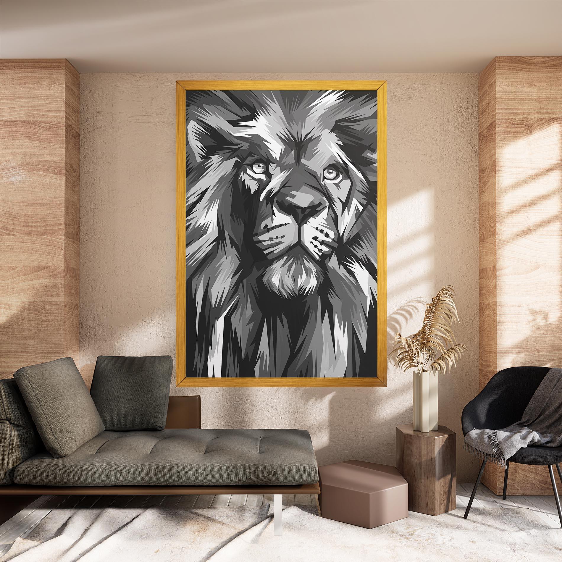 Tablou Canvas Grey Head Lion mockup 8
