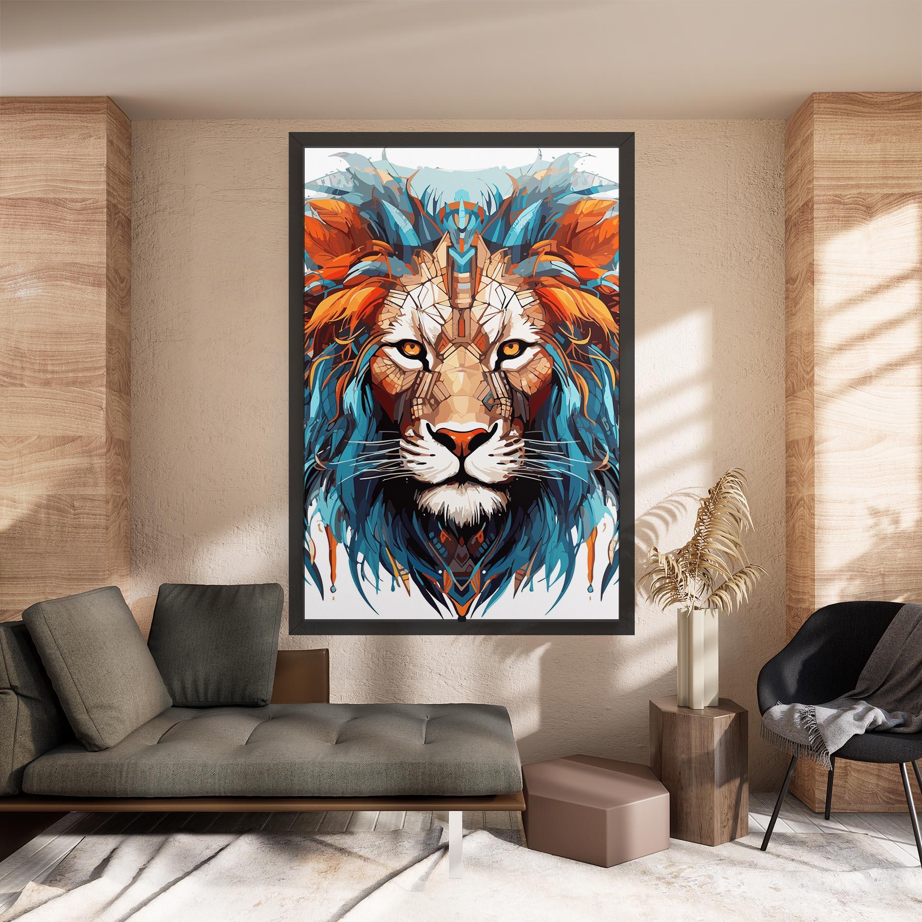 Tablou Canvas Blue Orange Lion mockup 8