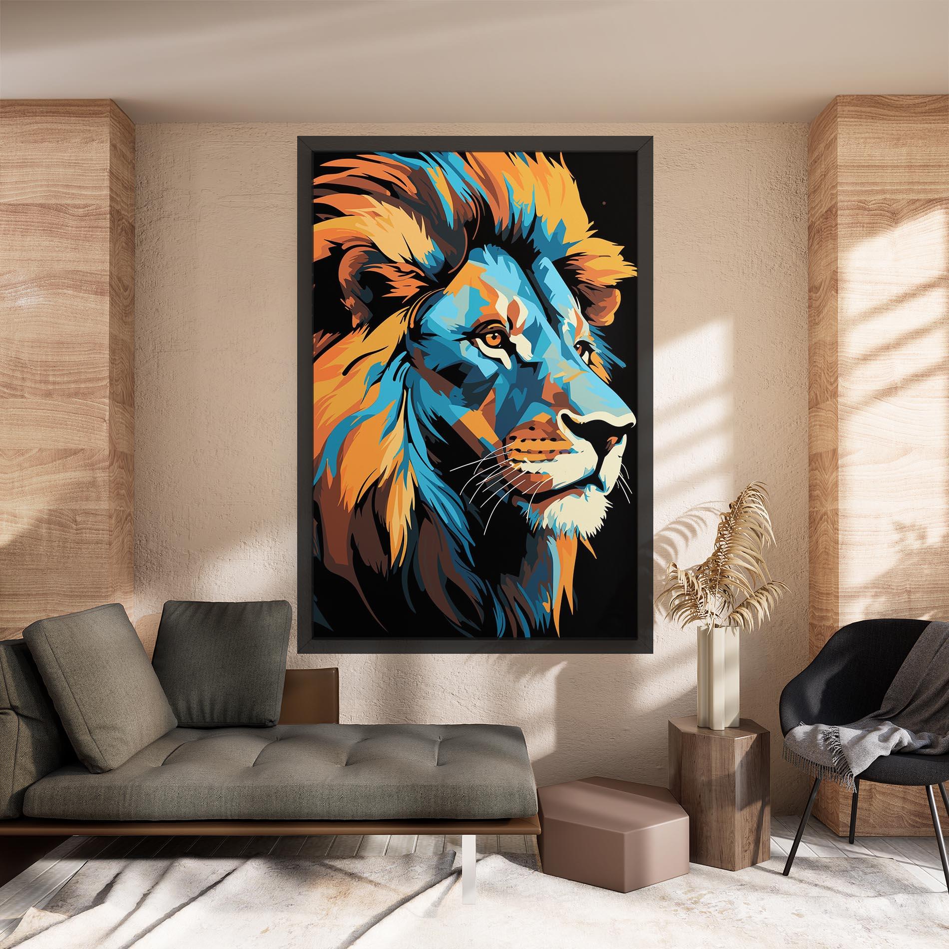 Tablou Canvas Blue Yellow Lion mockup 8
