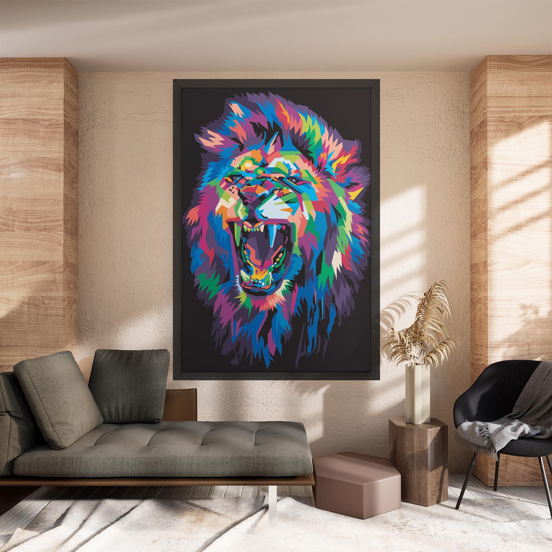 Tablou Canvas Colorful Lion Head mockup 8