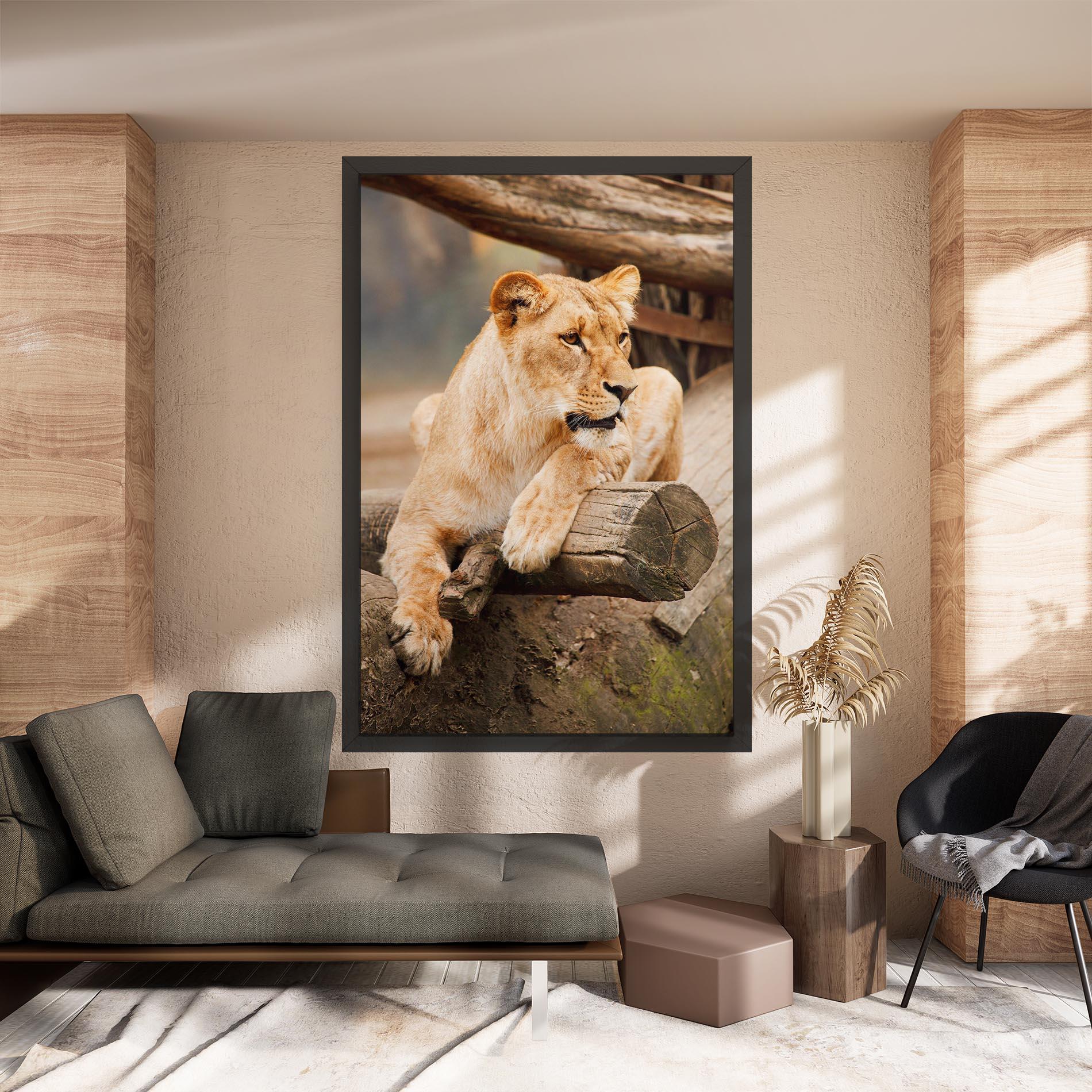 Tablou Canvas Female Lion Sitting mockup 8