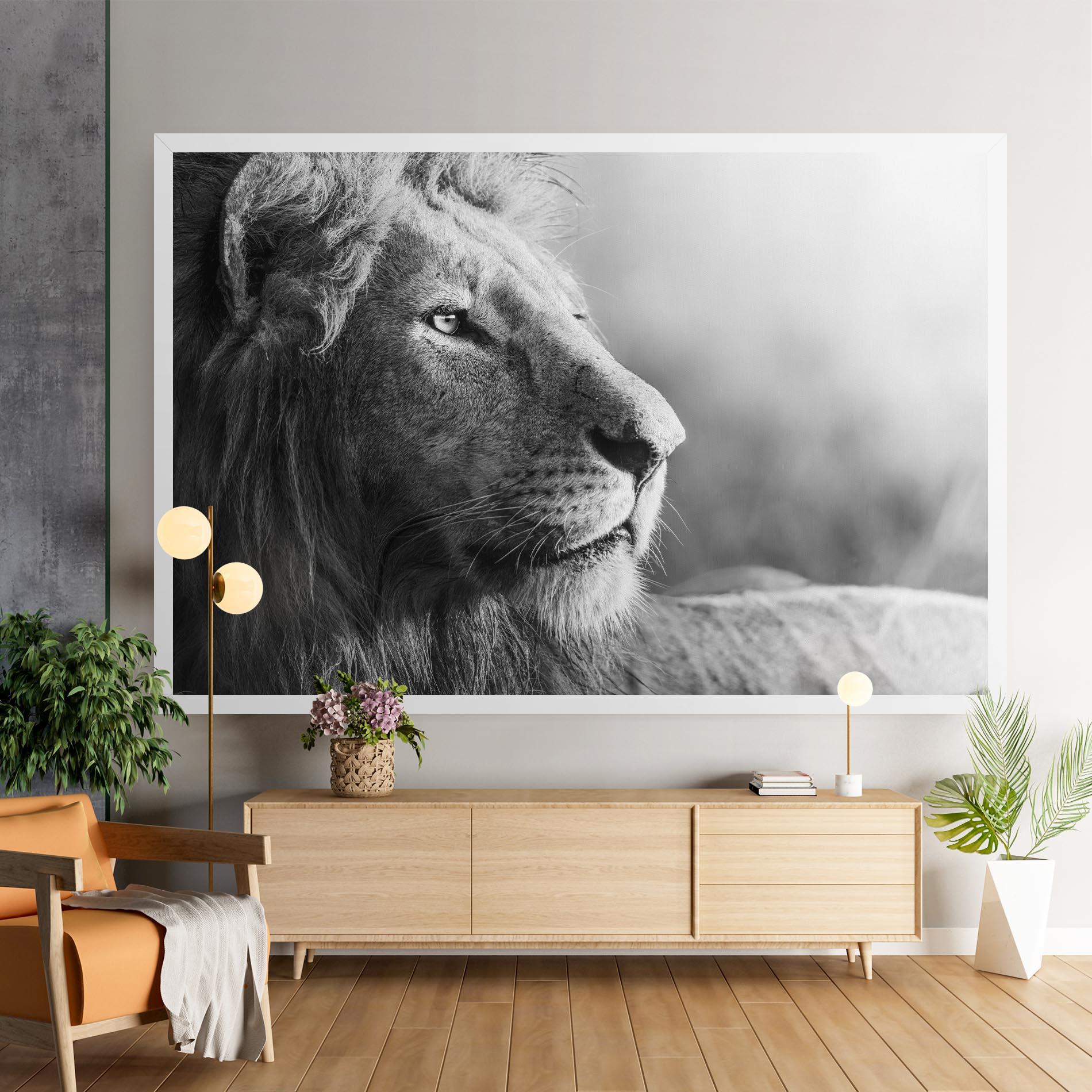 Tablou Canvas Grey Lion Head mockup 9