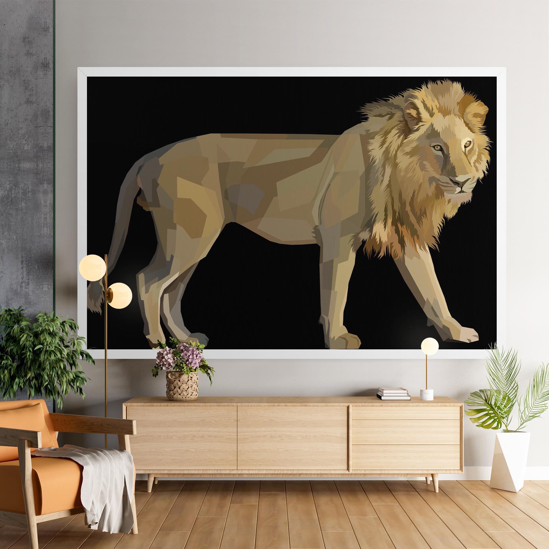 Tablou Canvas Lion Art On Black mockup 9