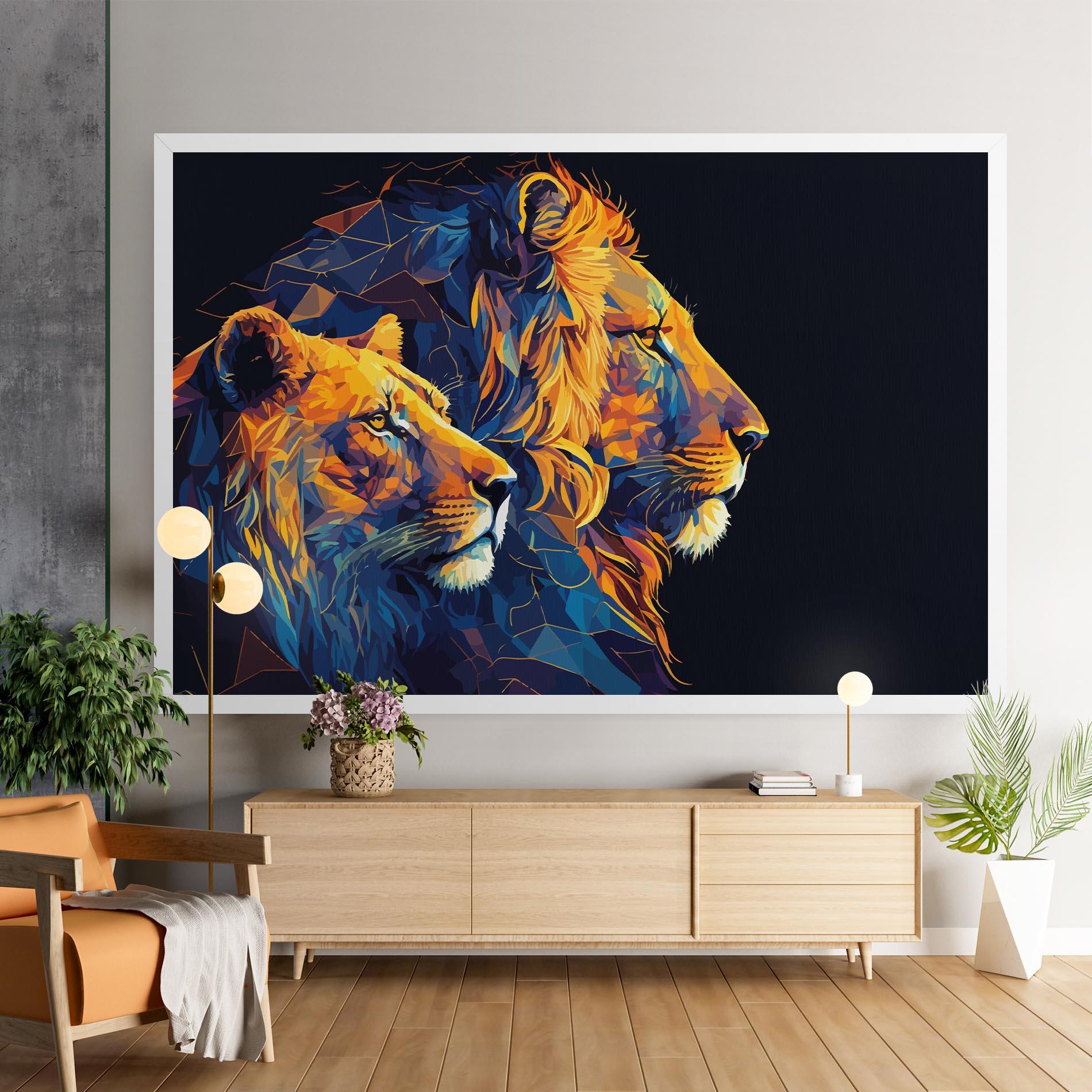 Tablou Canvas Orange Blue Lion mockup 9