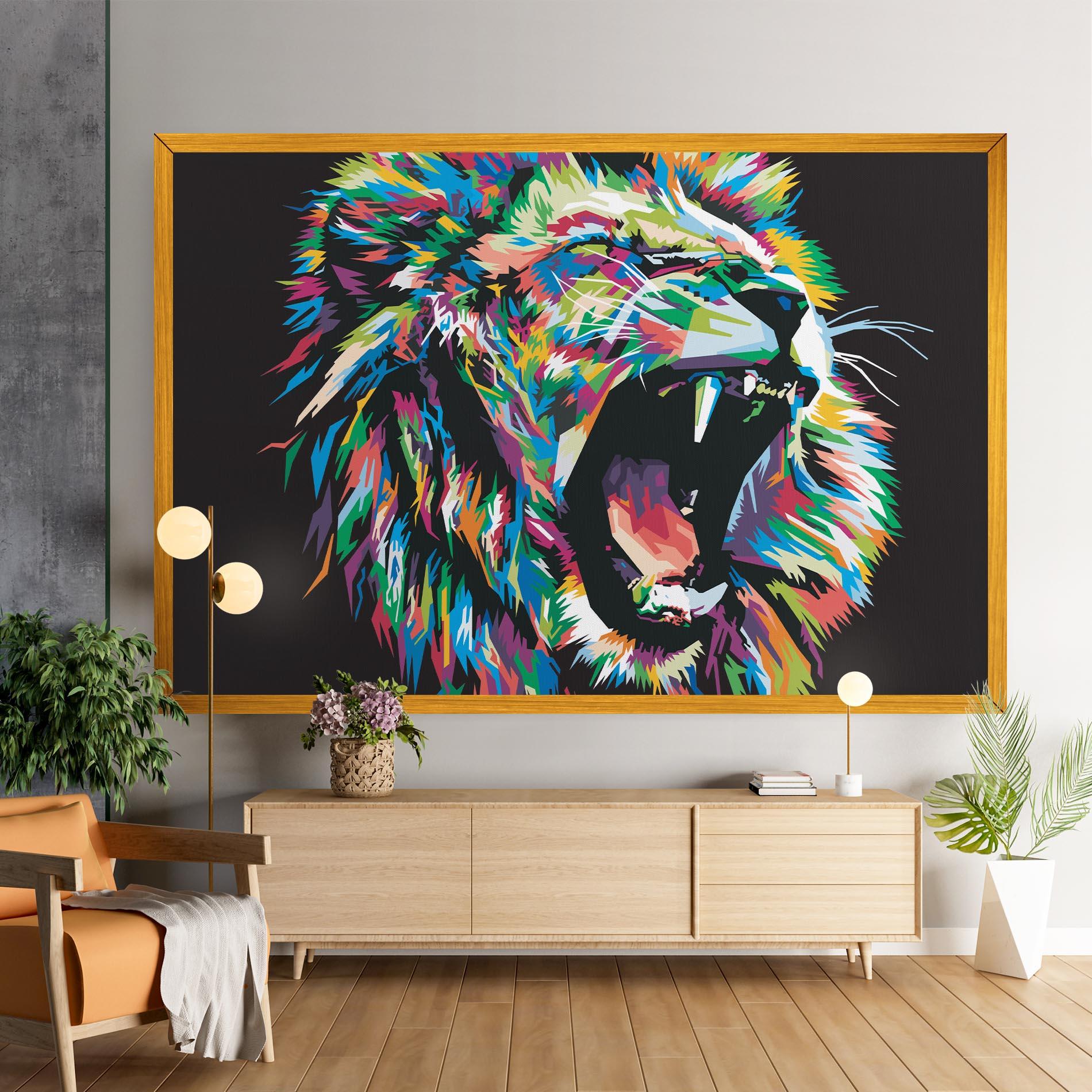 Tablou Canvas Green Blue Lion mockup 9