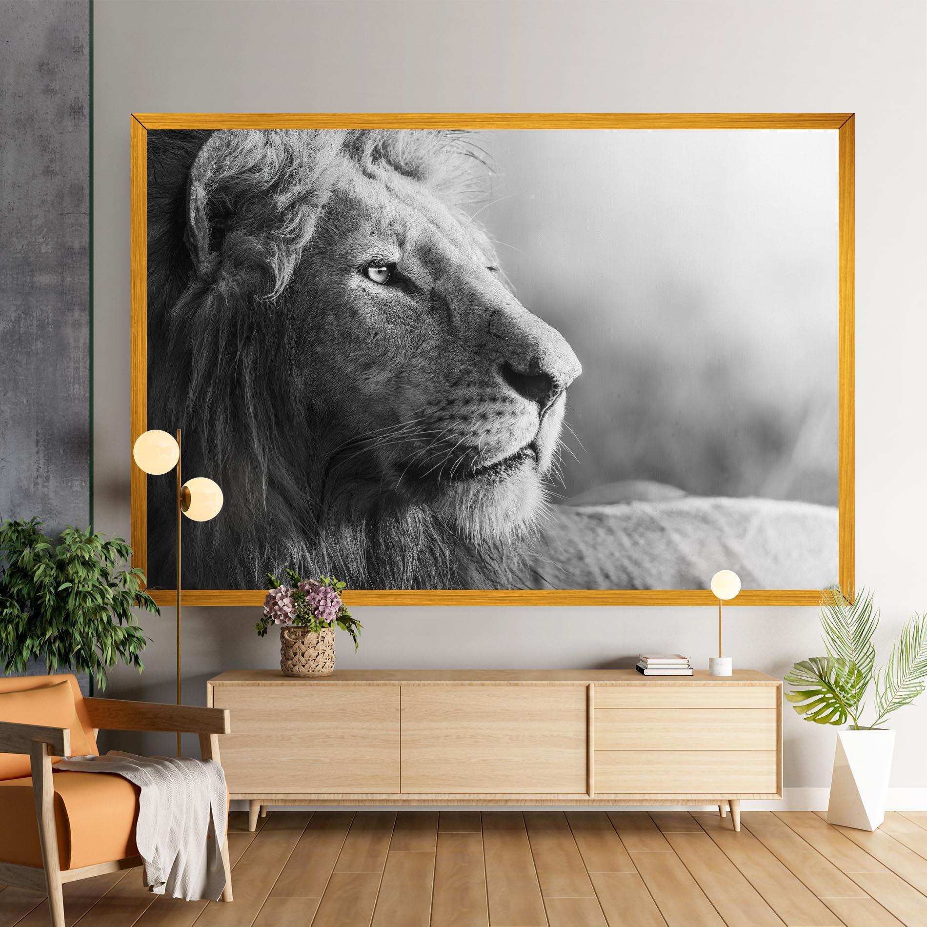 Tablou Canvas Grey Lion Head mockup 9