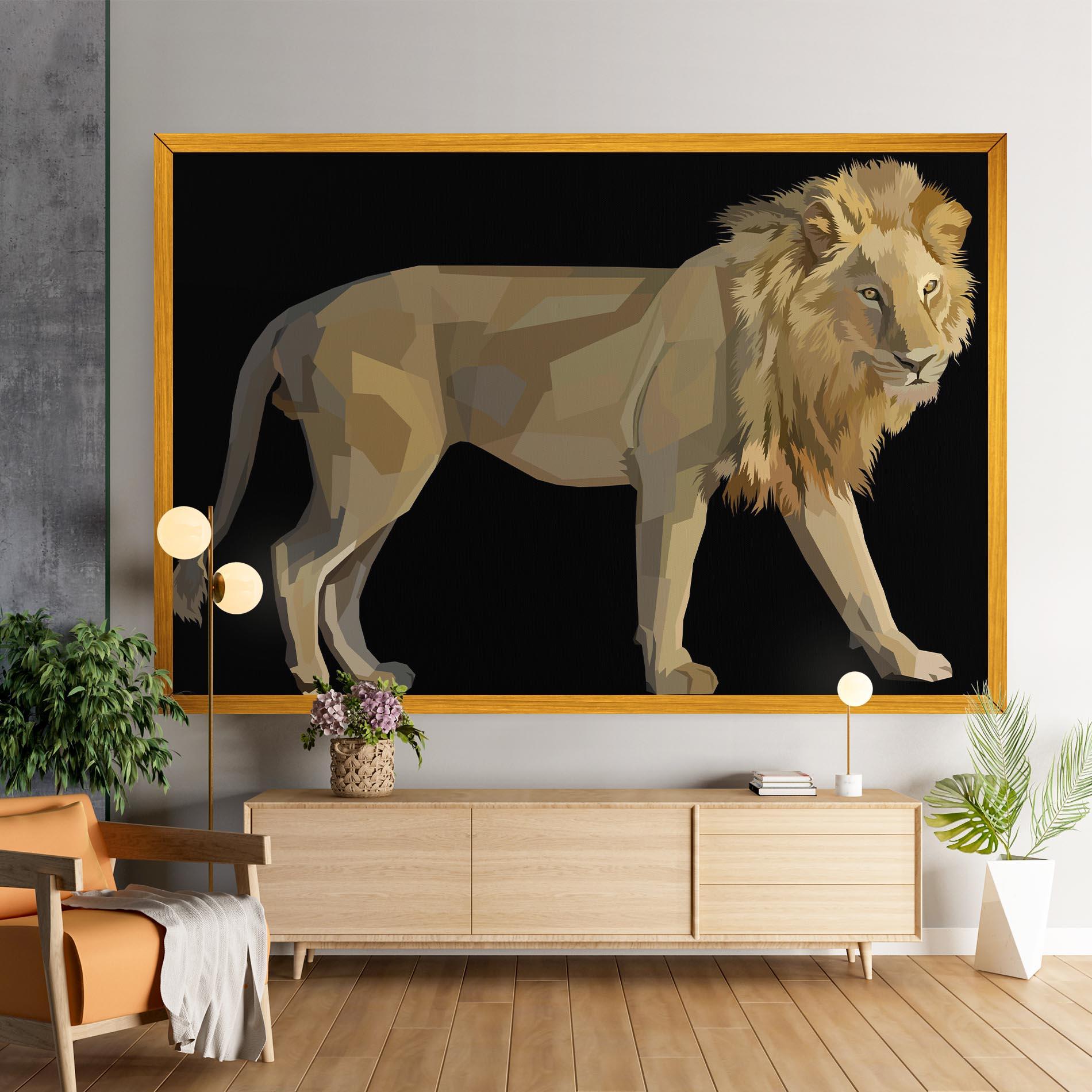 Tablou Canvas Lion Art On Black mockup 9