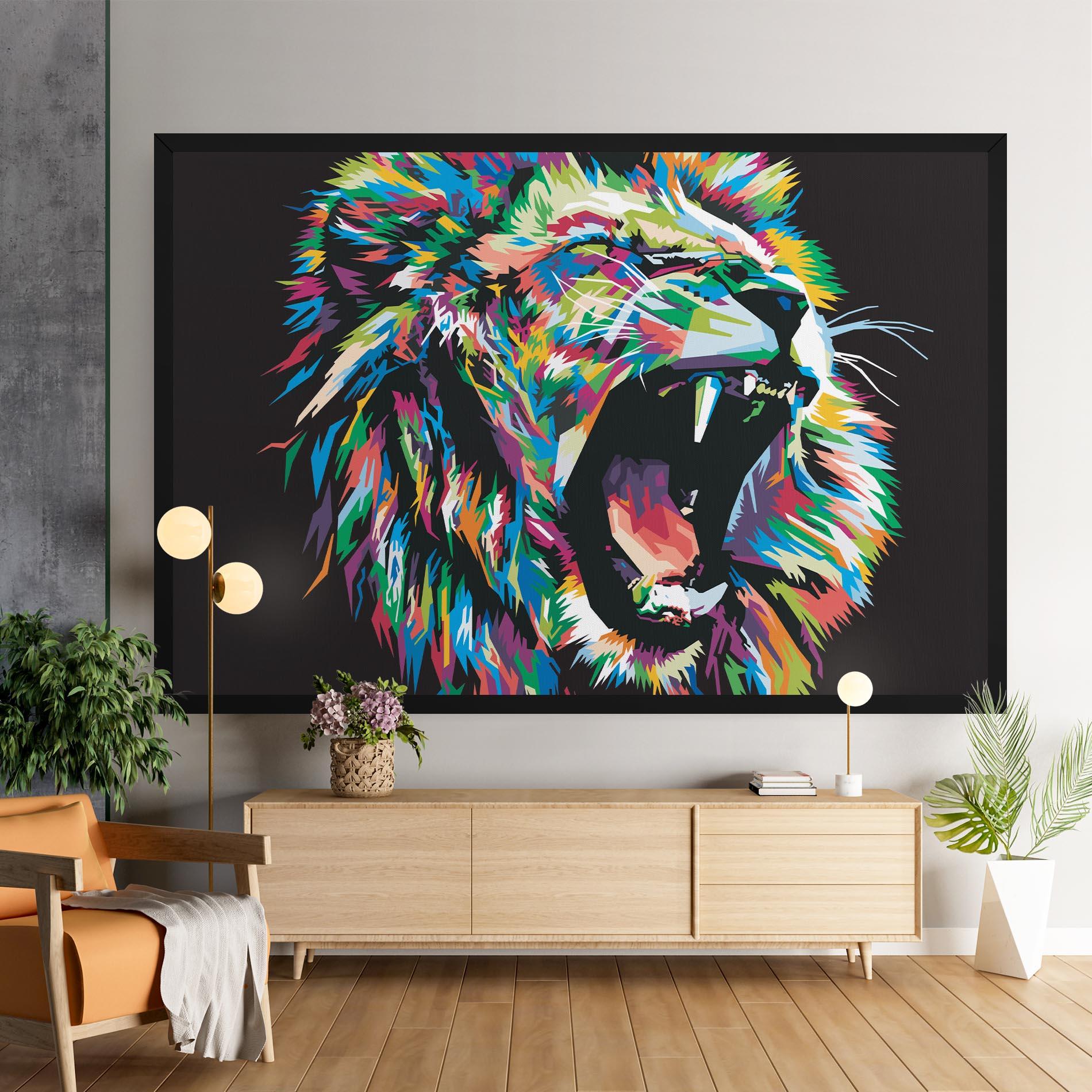 Tablou Canvas Green Blue Lion mockup 9