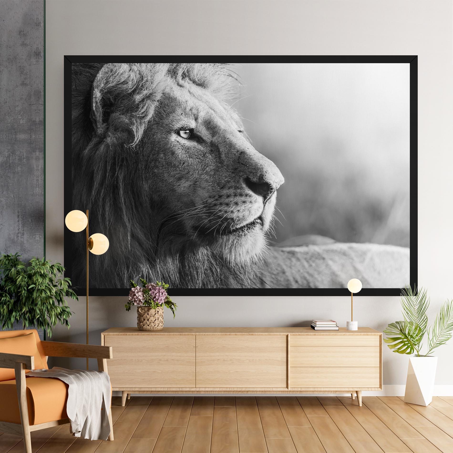 Tablou Canvas Grey Lion Head mockup 9