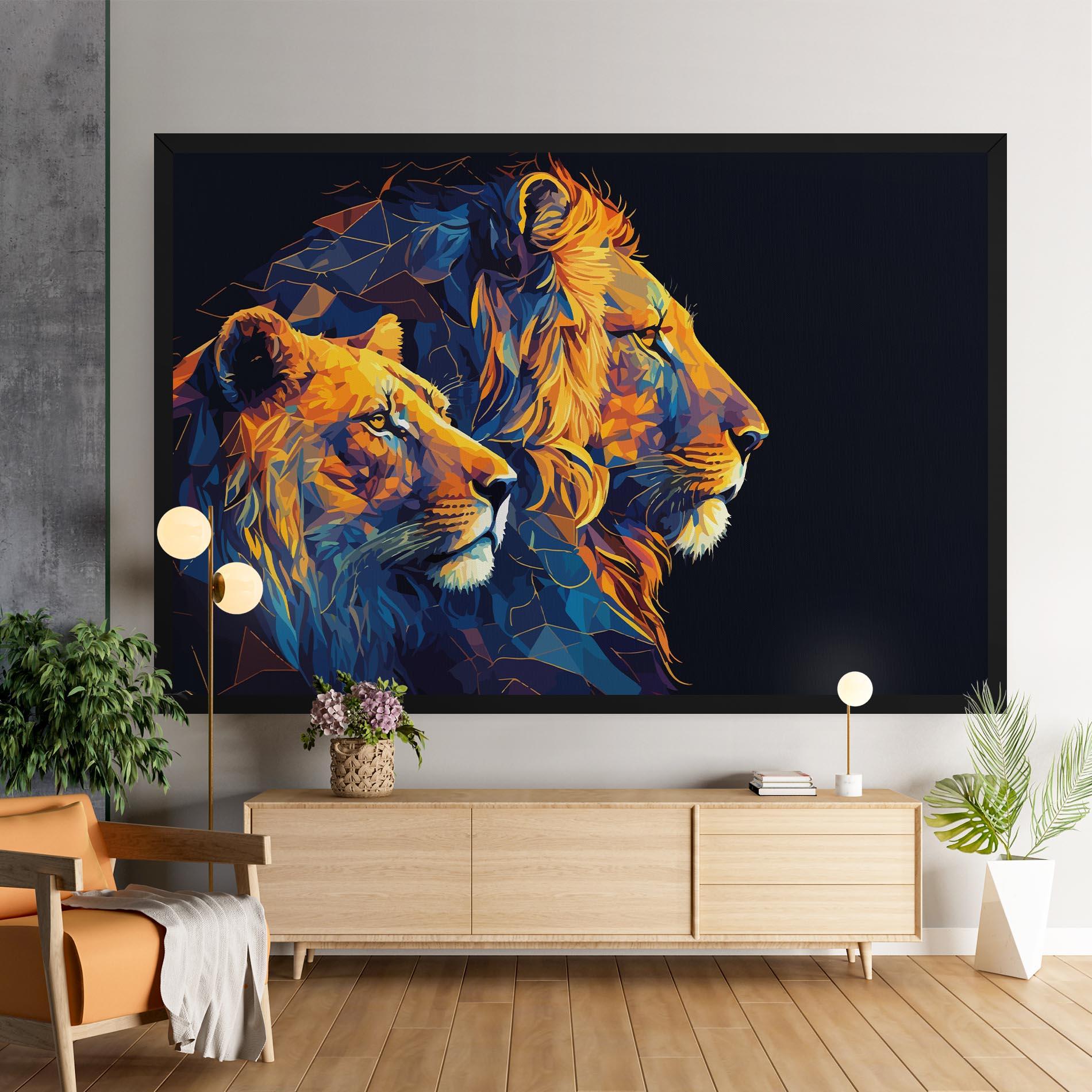 Tablou Canvas Orange Blue Lion mockup 9