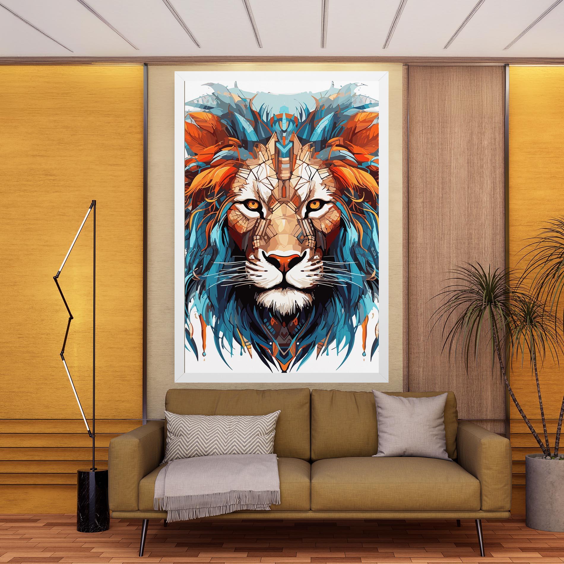 Tablou Canvas Blue Orange Lion mockup 9