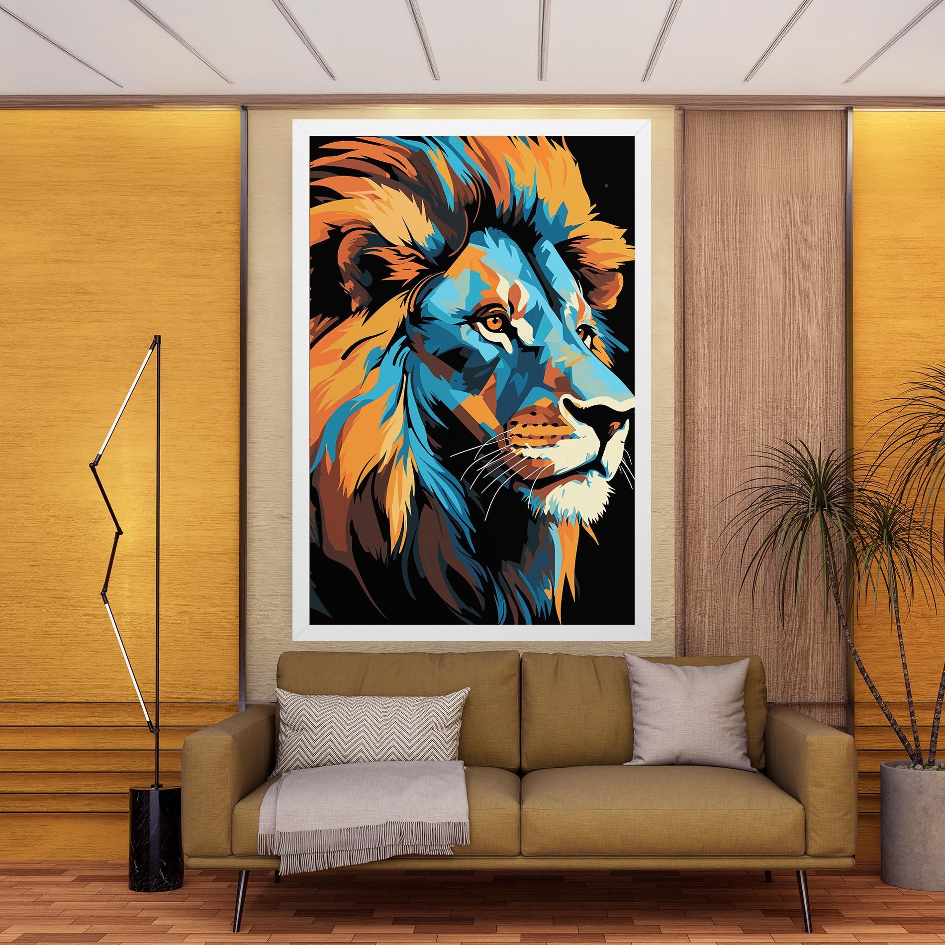 Tablou Canvas Blue Yellow Lion mockup 9