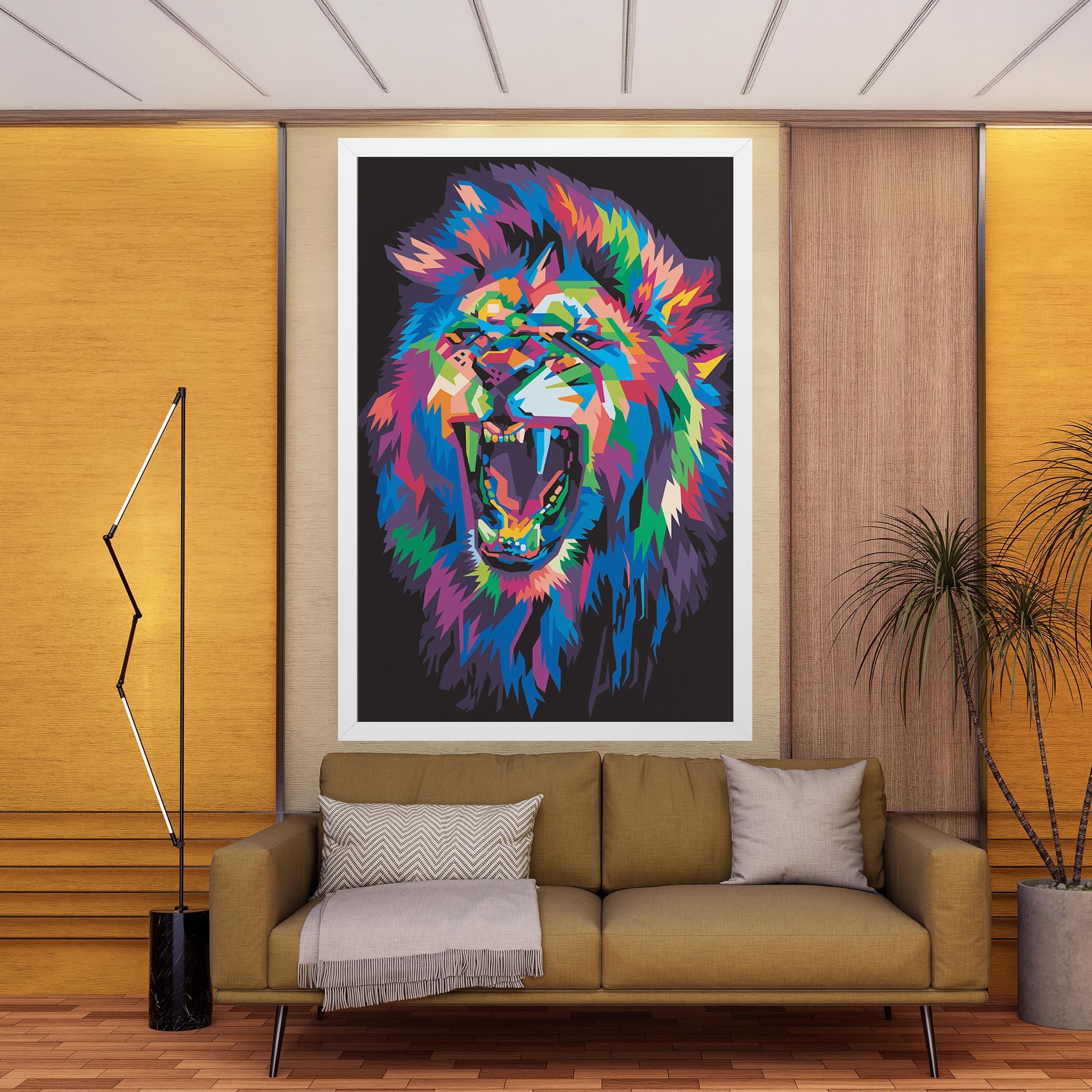 Tablou Canvas Colorful Lion Head mockup 9