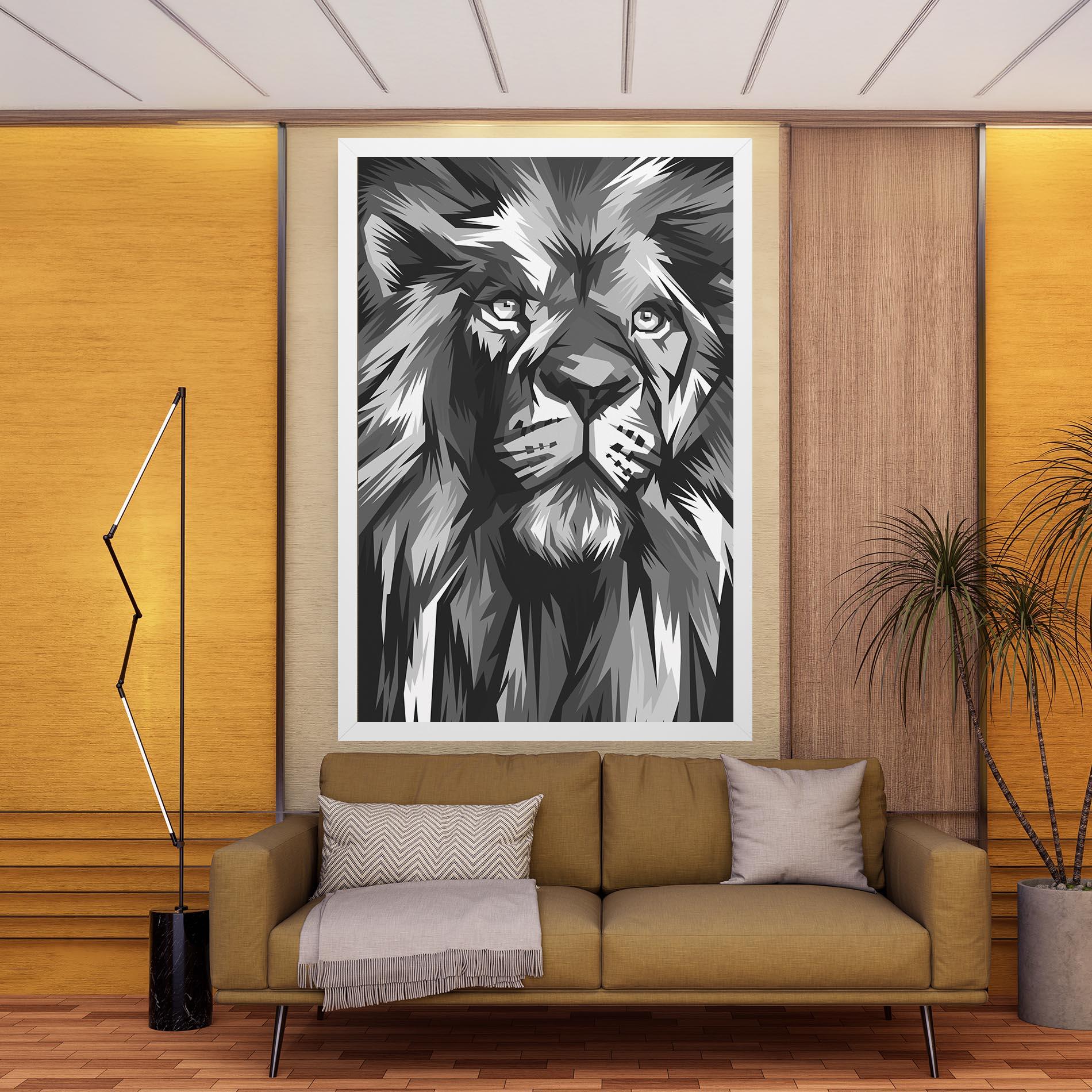 Tablou Canvas Grey Head Lion mockup 9