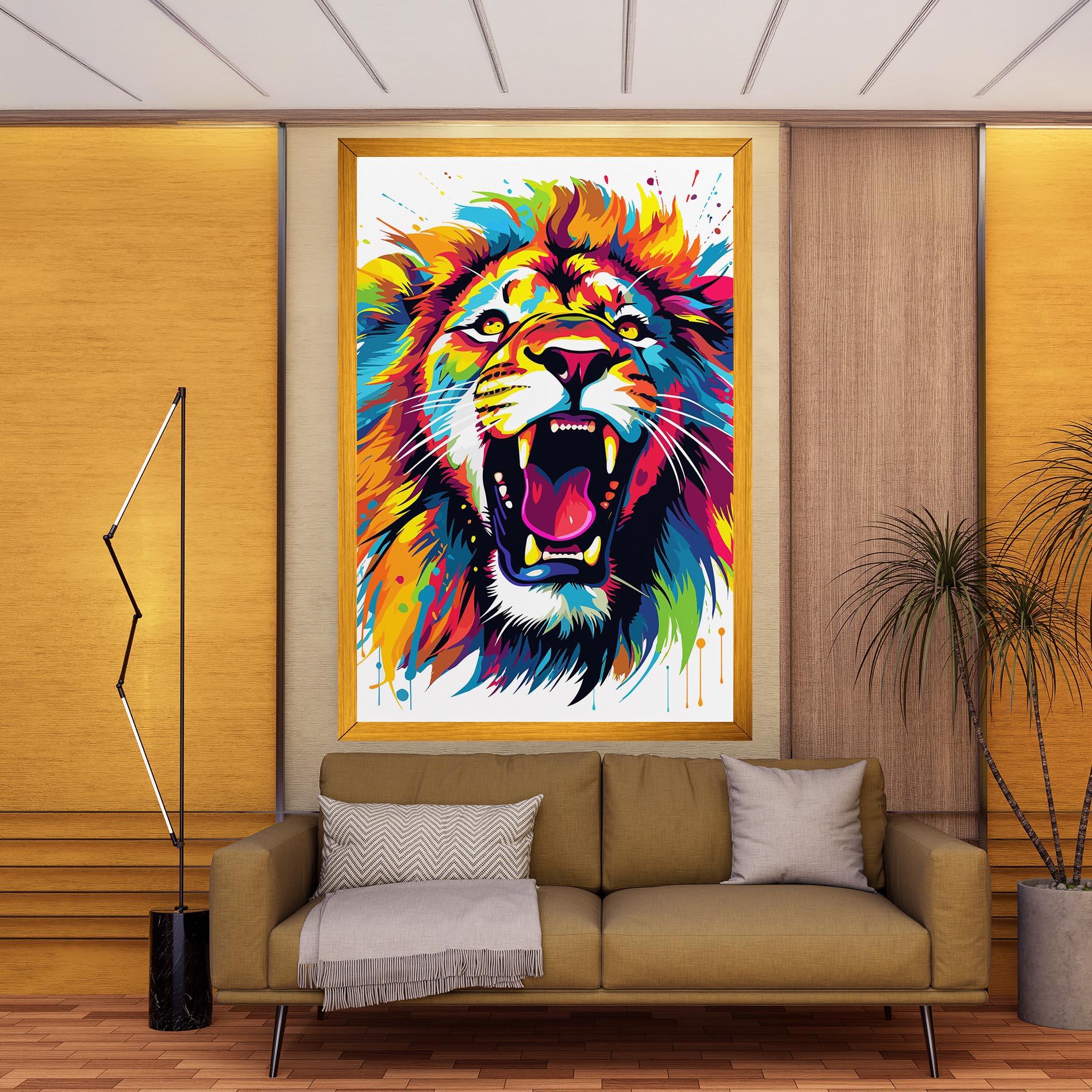 Tablou Canvas Angry Lion Mix mockup 9