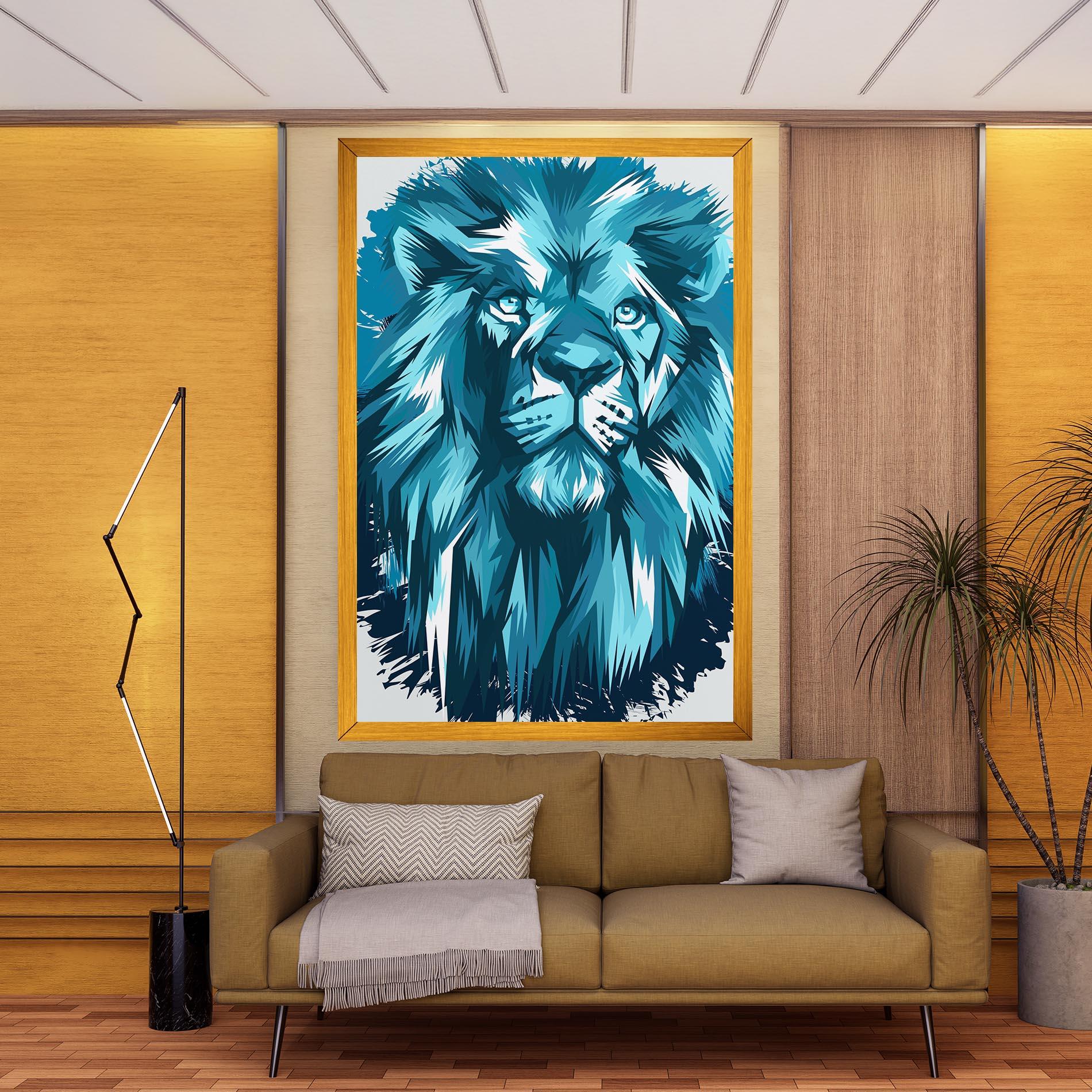 Tablou Canvas Blue Lion Head mockup 9