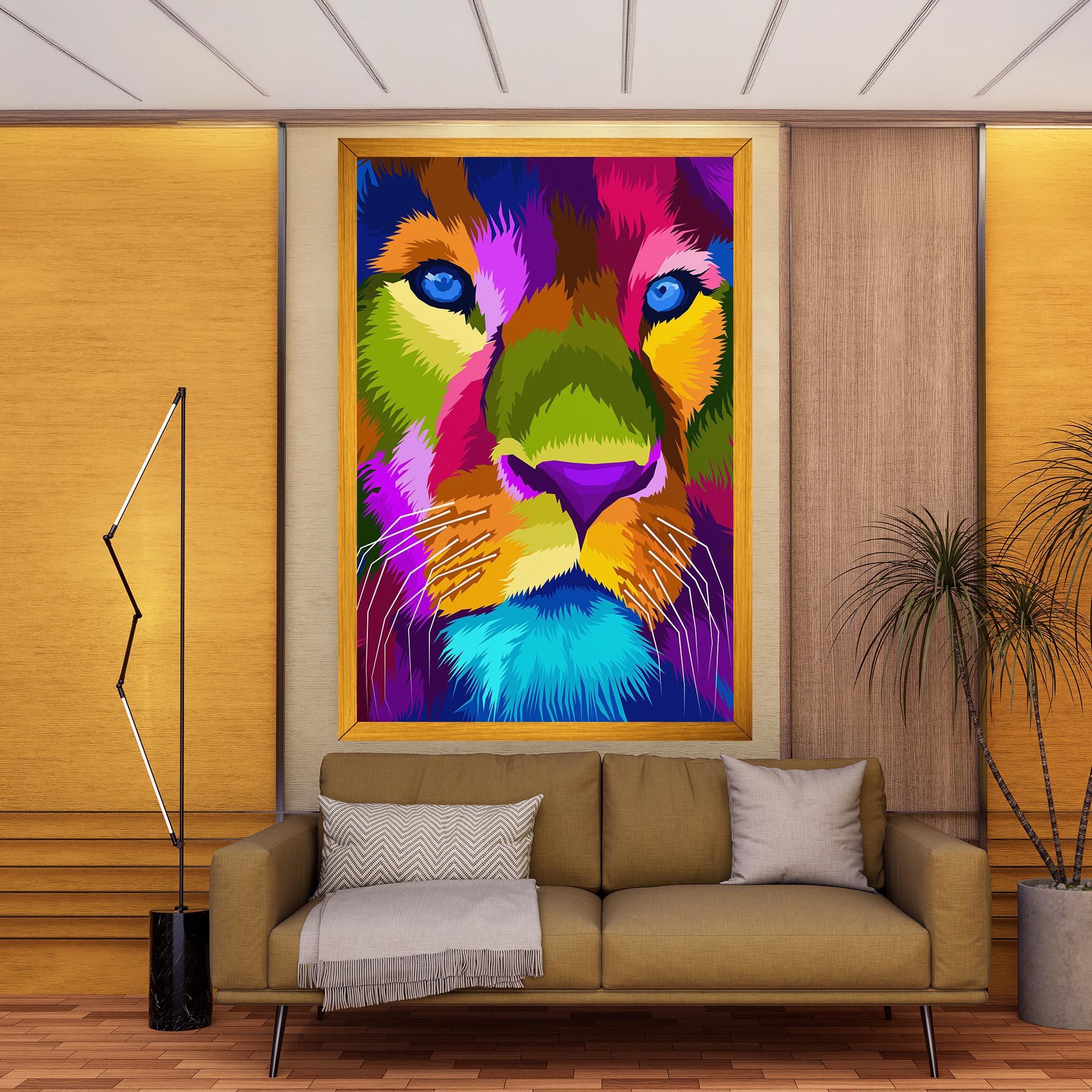 Tablou Canvas Color Lion Close Up mockup 9