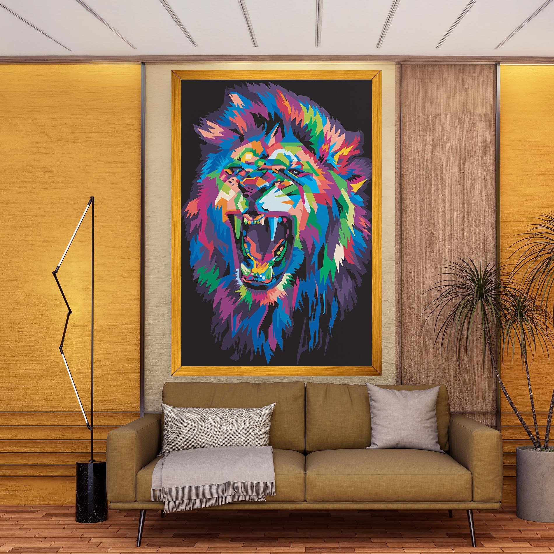 Tablou Canvas Colorful Lion Head mockup 9