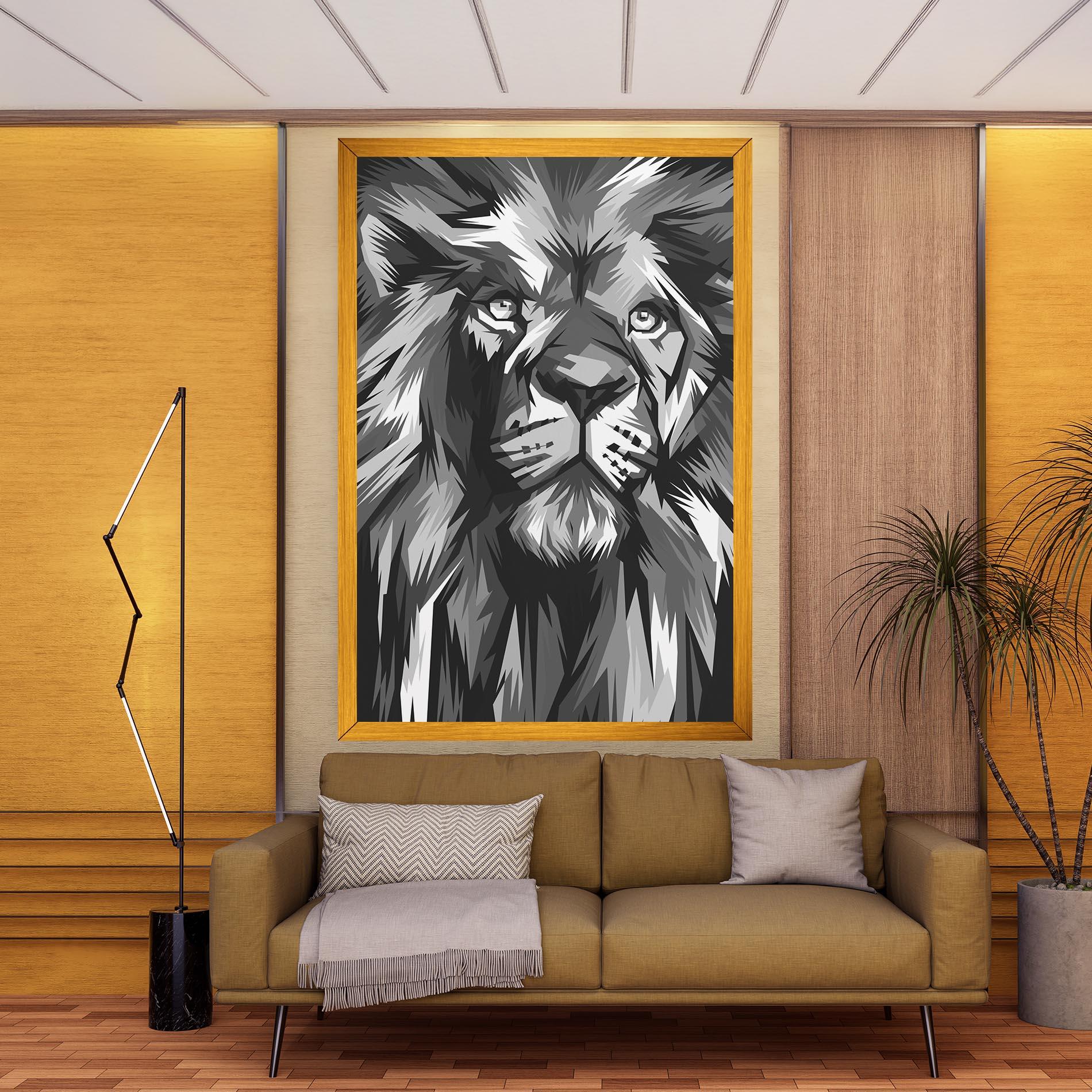Tablou Canvas Grey Head Lion mockup 9