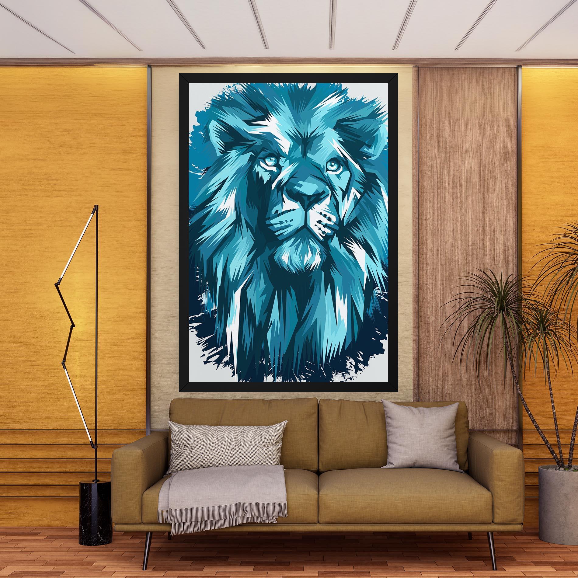 Tablou Canvas Blue Lion Head mockup 9