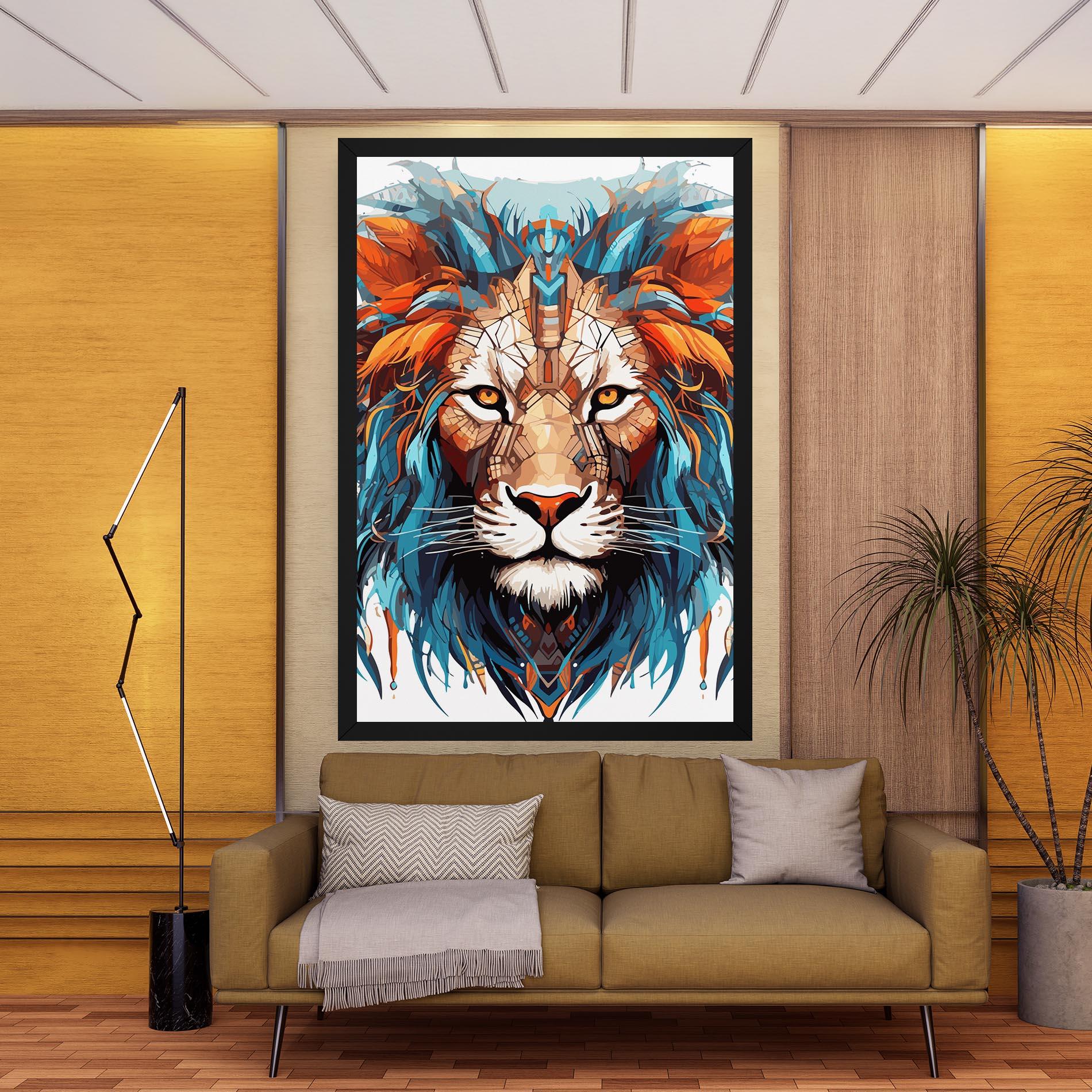 Tablou Canvas Blue Orange Lion mockup 9