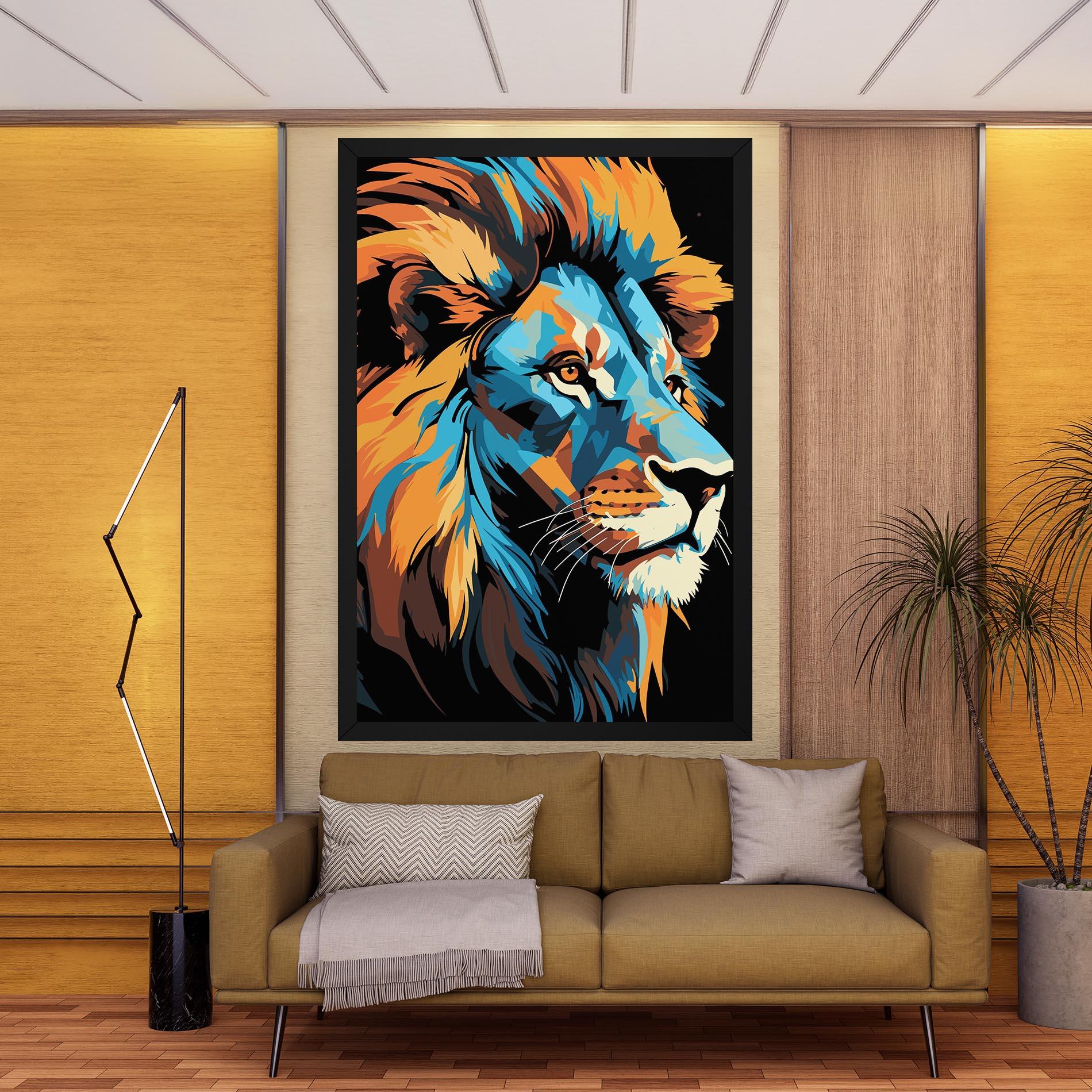 Tablou Canvas Blue Yellow Lion mockup 9