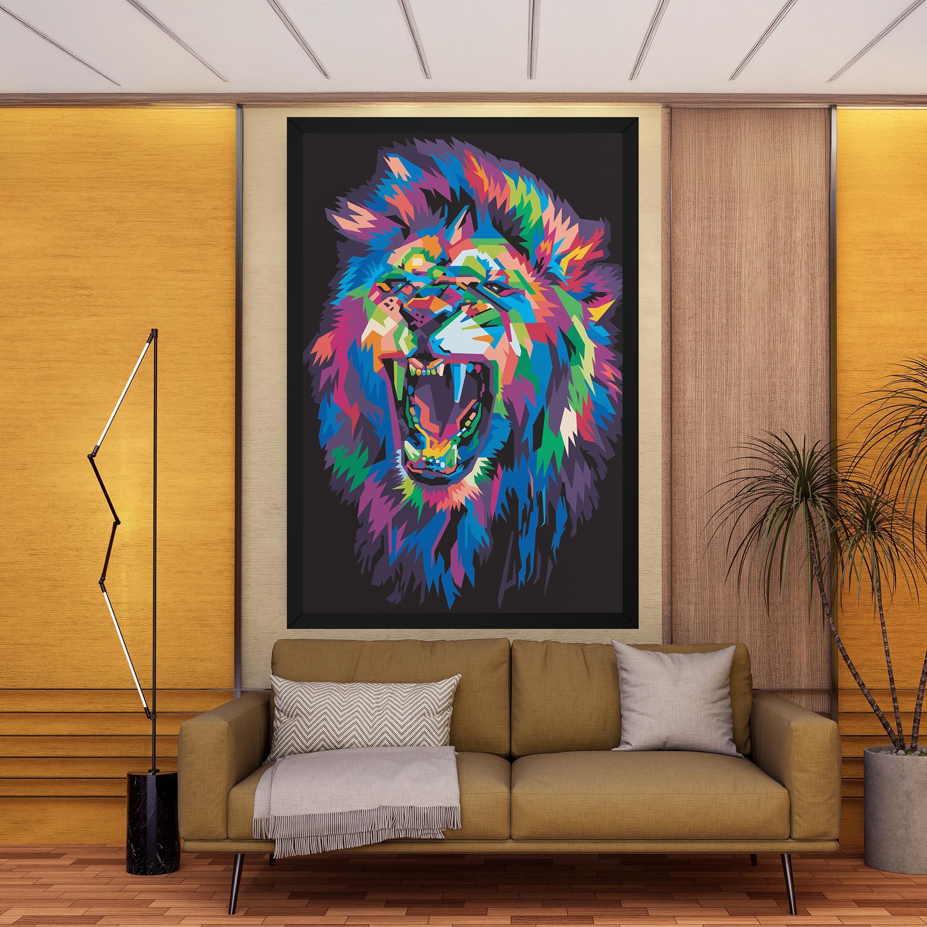 Tablou Canvas Colorful Lion Head mockup 9