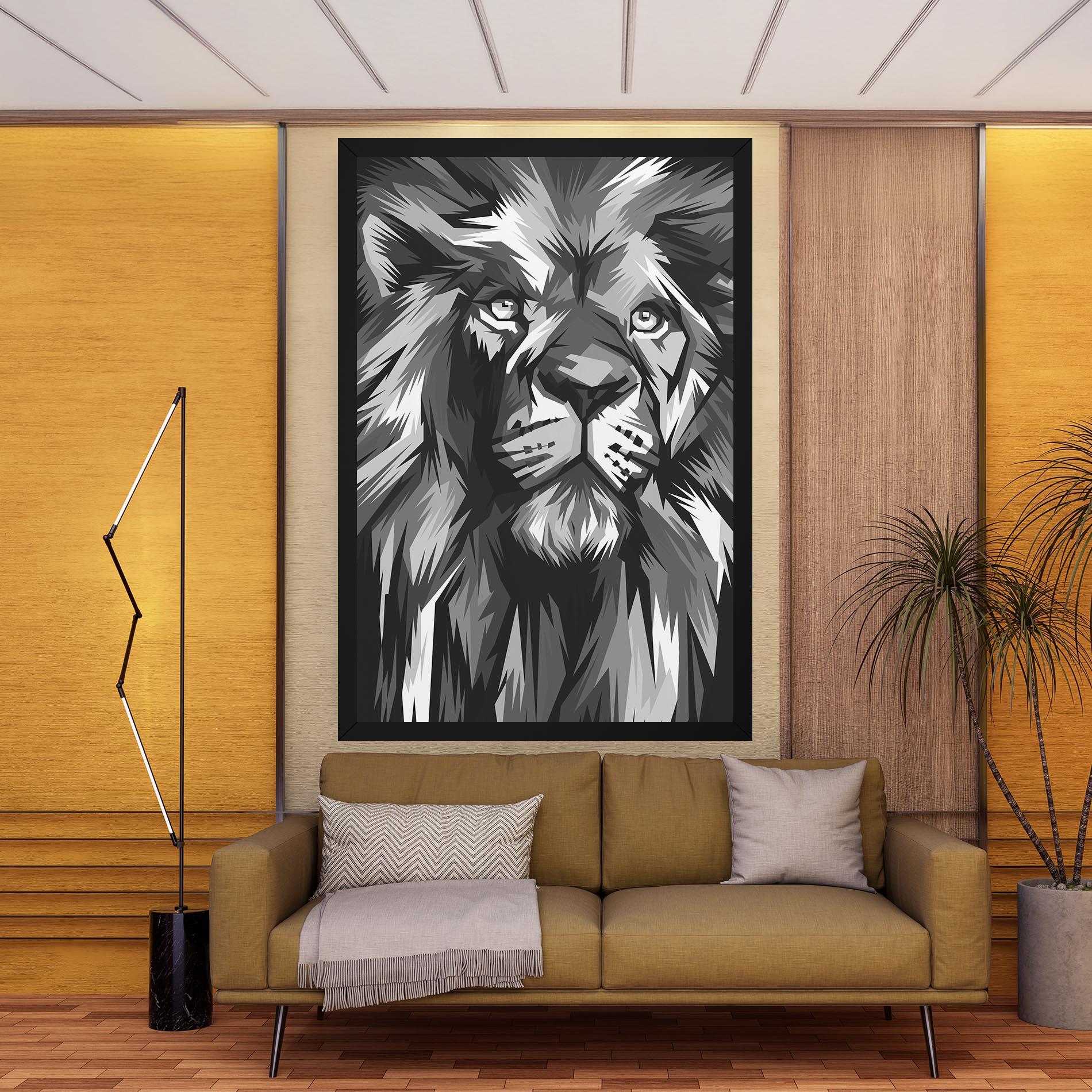 Tablou Canvas Grey Head Lion mockup 9
