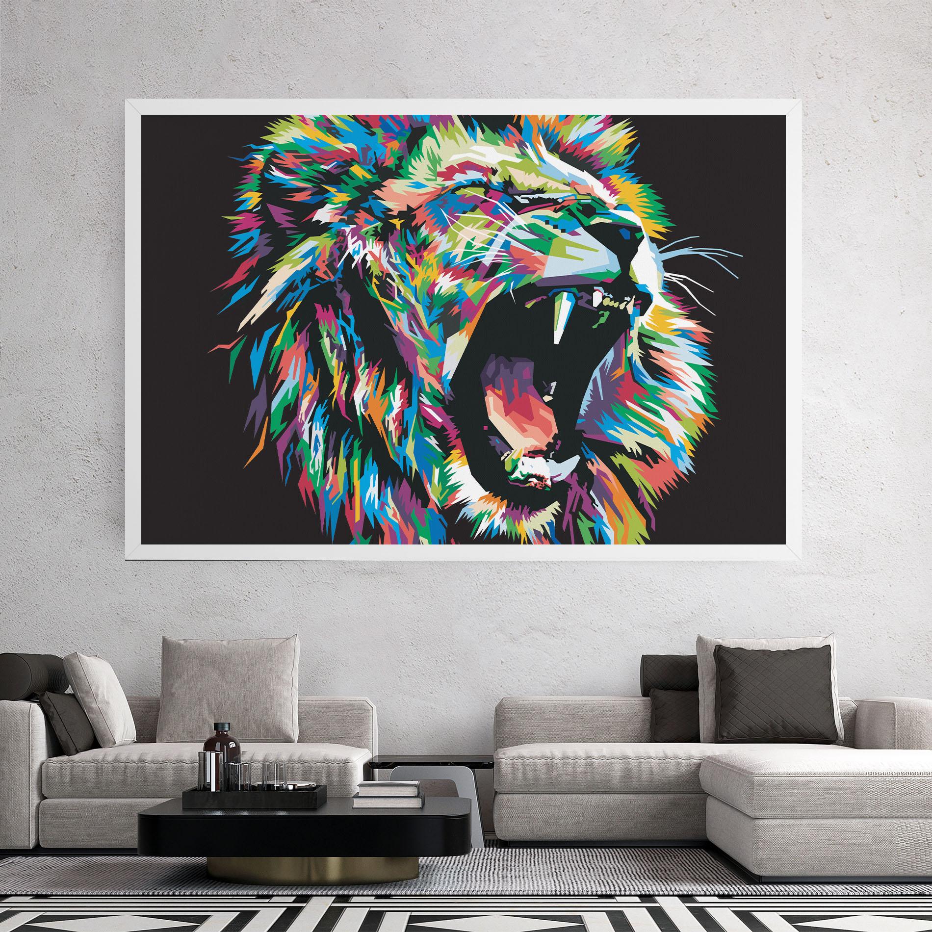 Tablou Canvas Green Blue Lion mockup 2