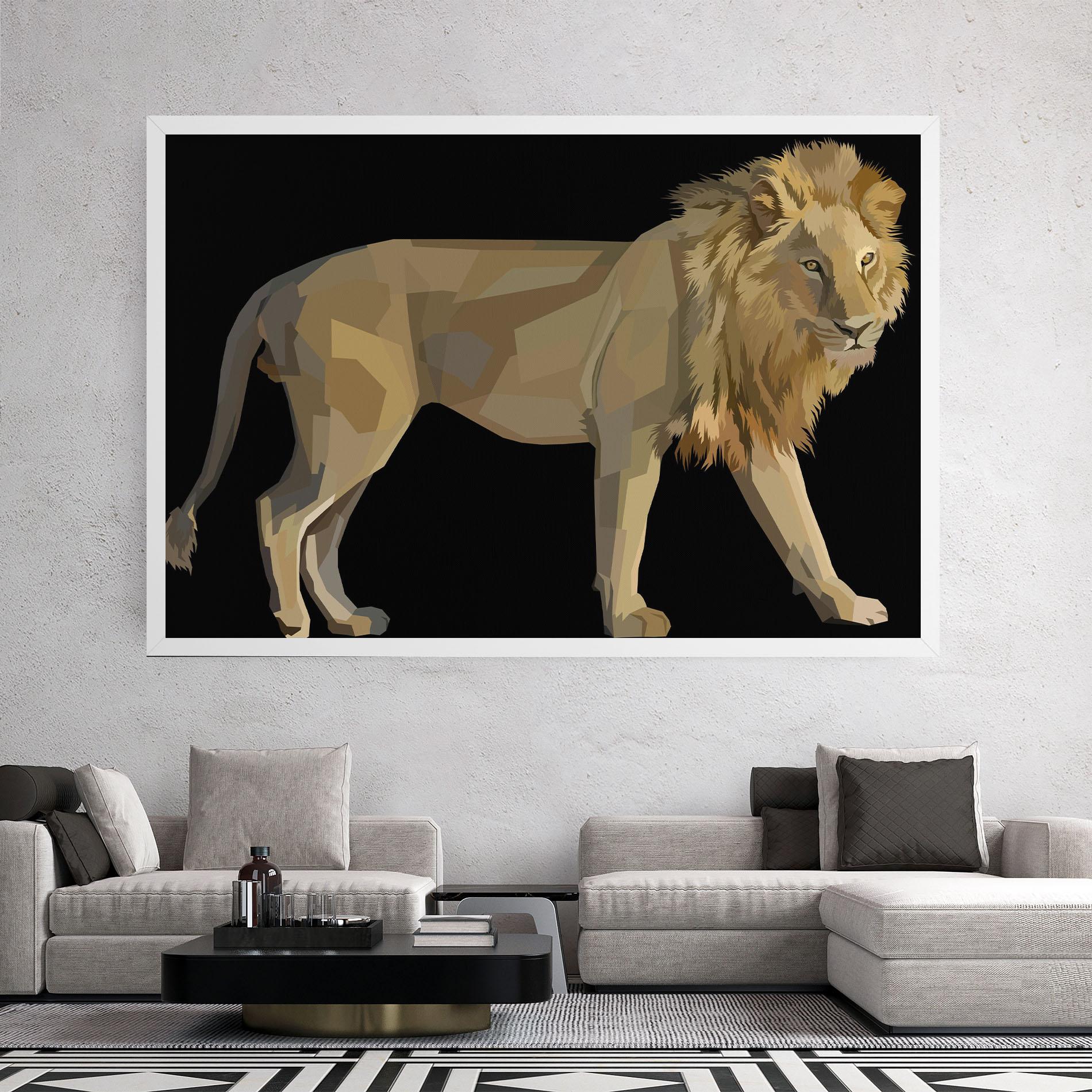 Tablou Canvas Lion Art On Black mockup 2