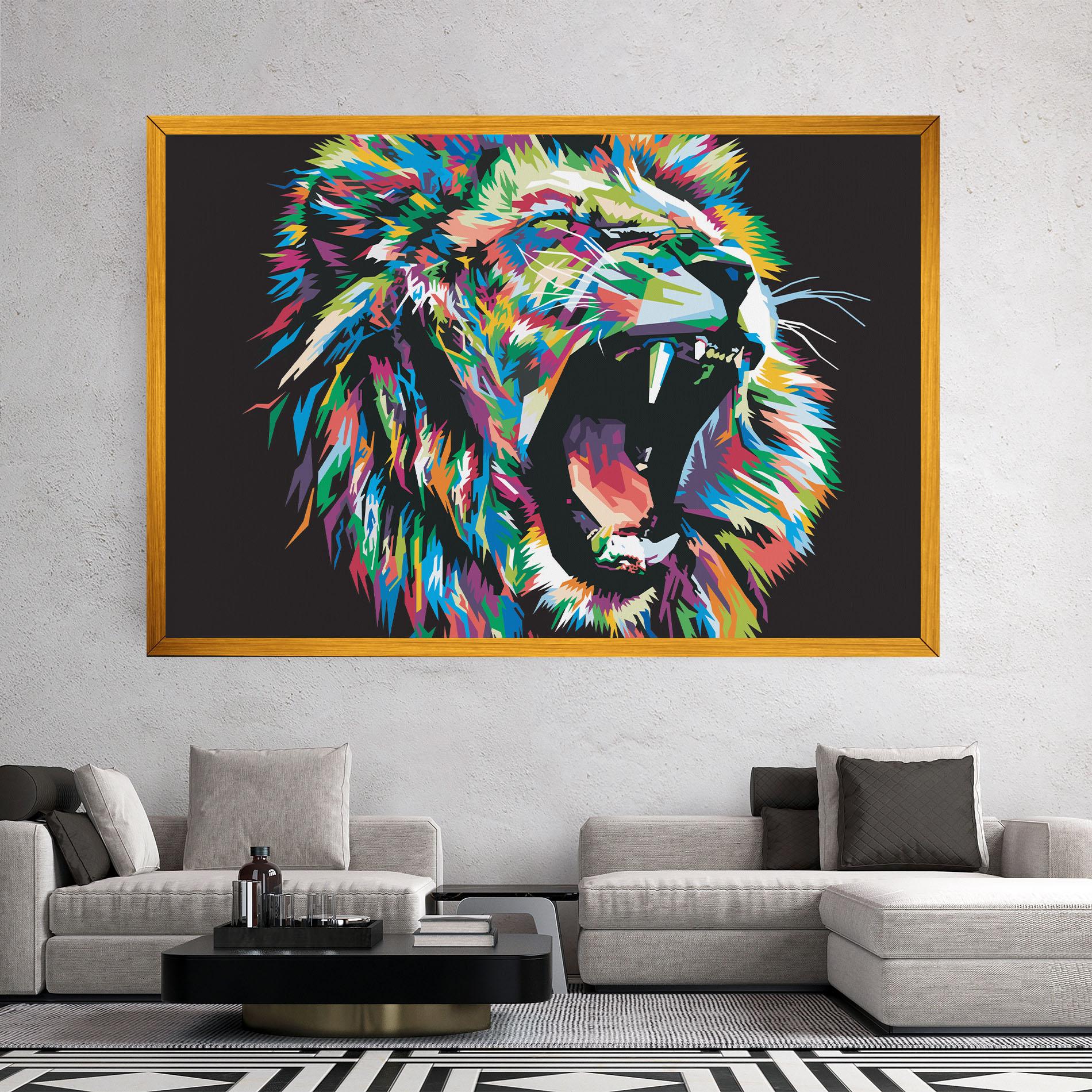 Tablou Canvas Green Blue Lion mockup 2