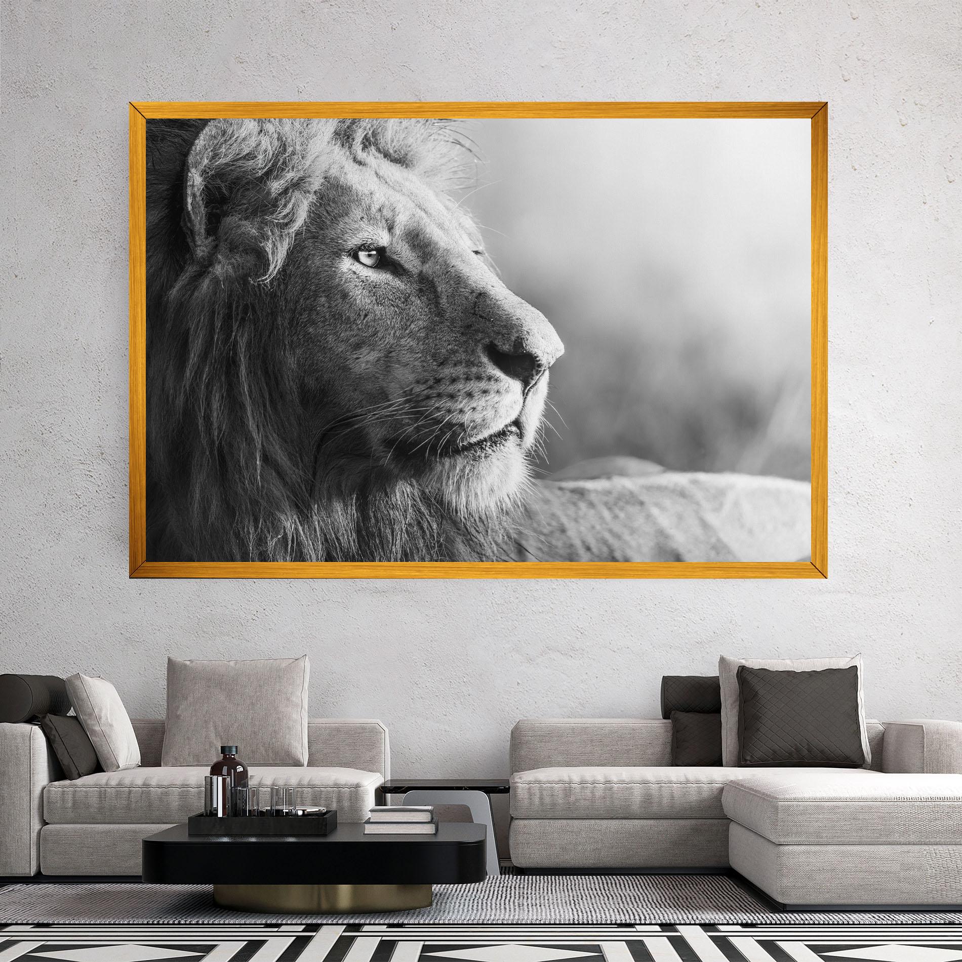 Tablou Canvas Grey Lion Head mockup 2