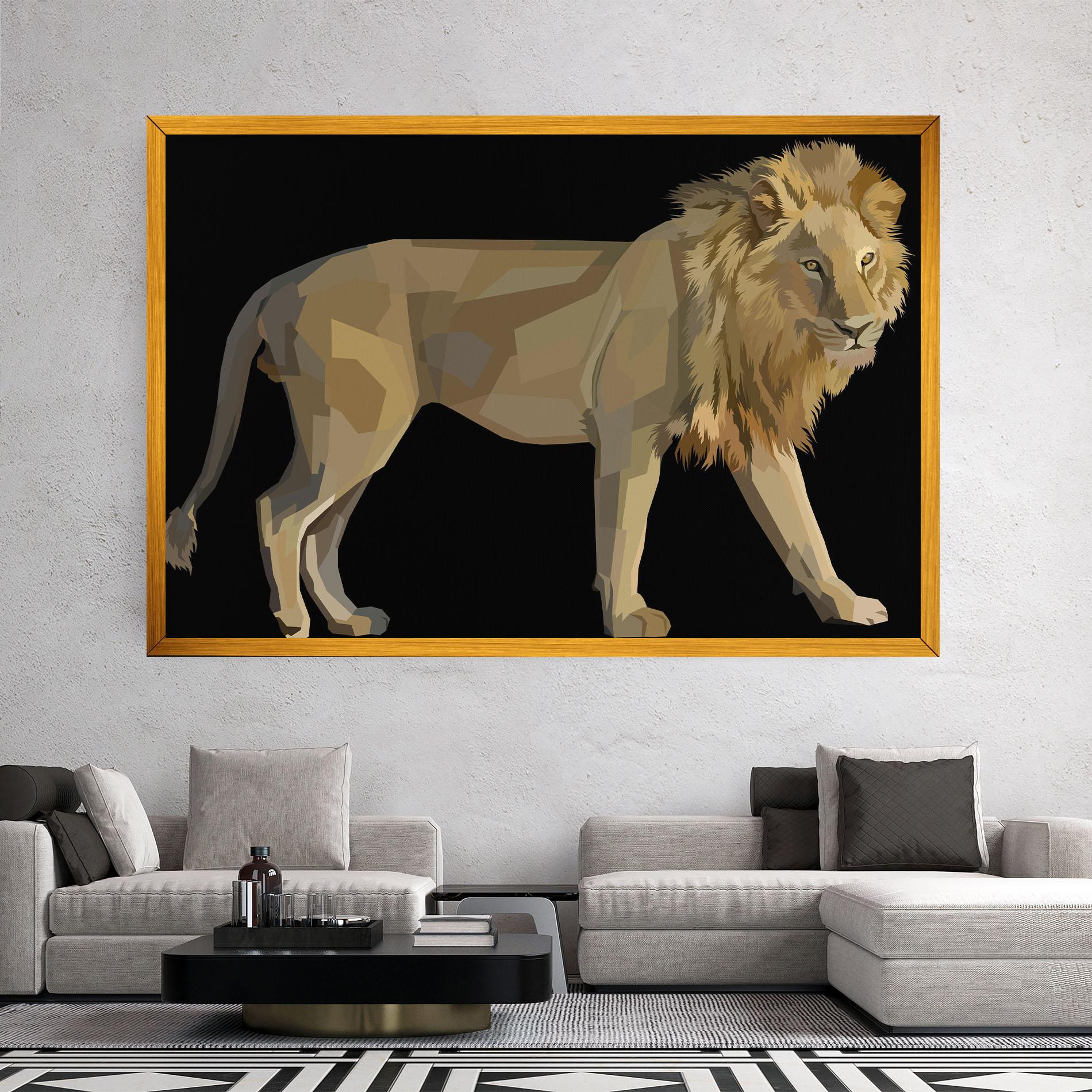 Tablou Canvas Lion Art On Black mockup 2