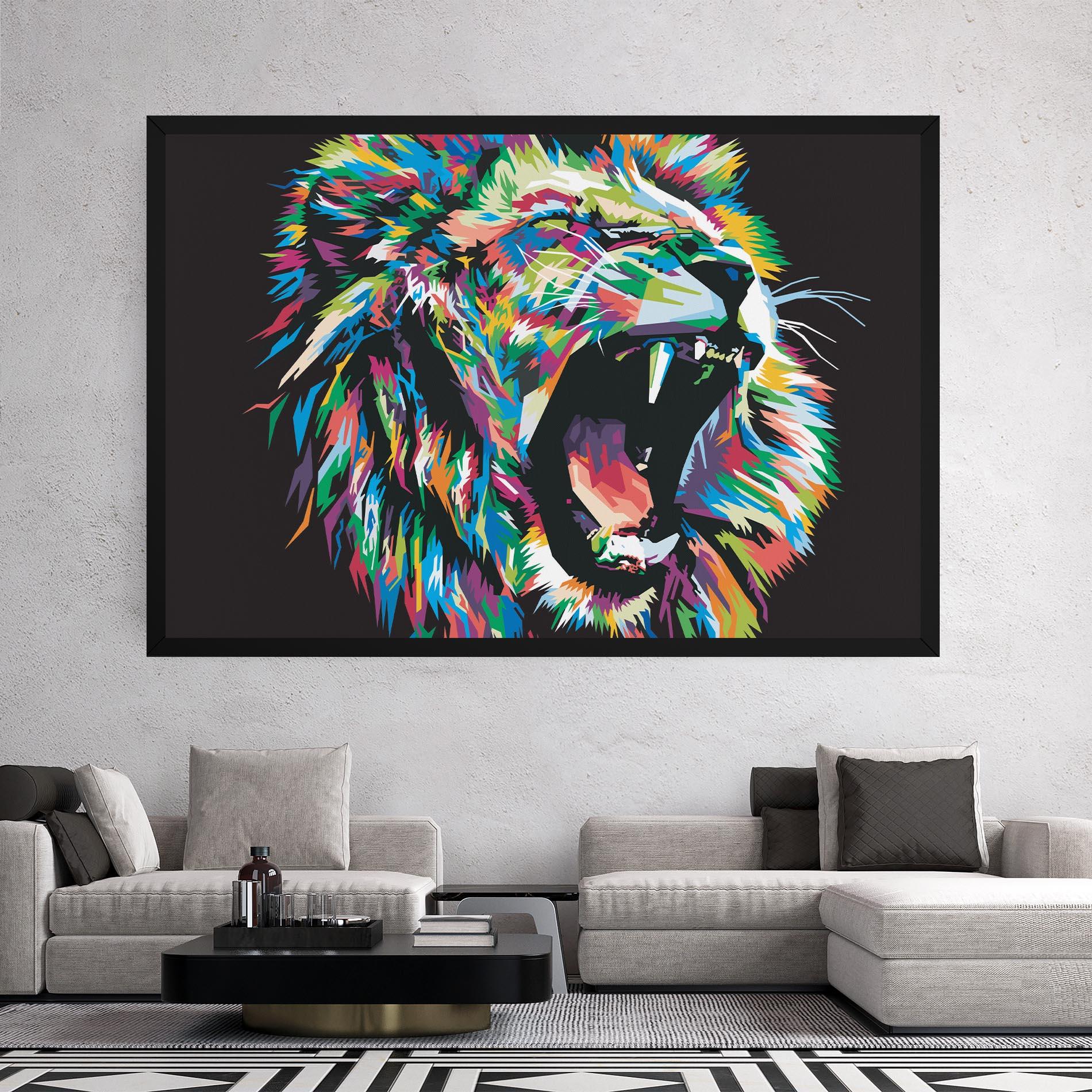 Tablou Canvas Green Blue Lion mockup 2