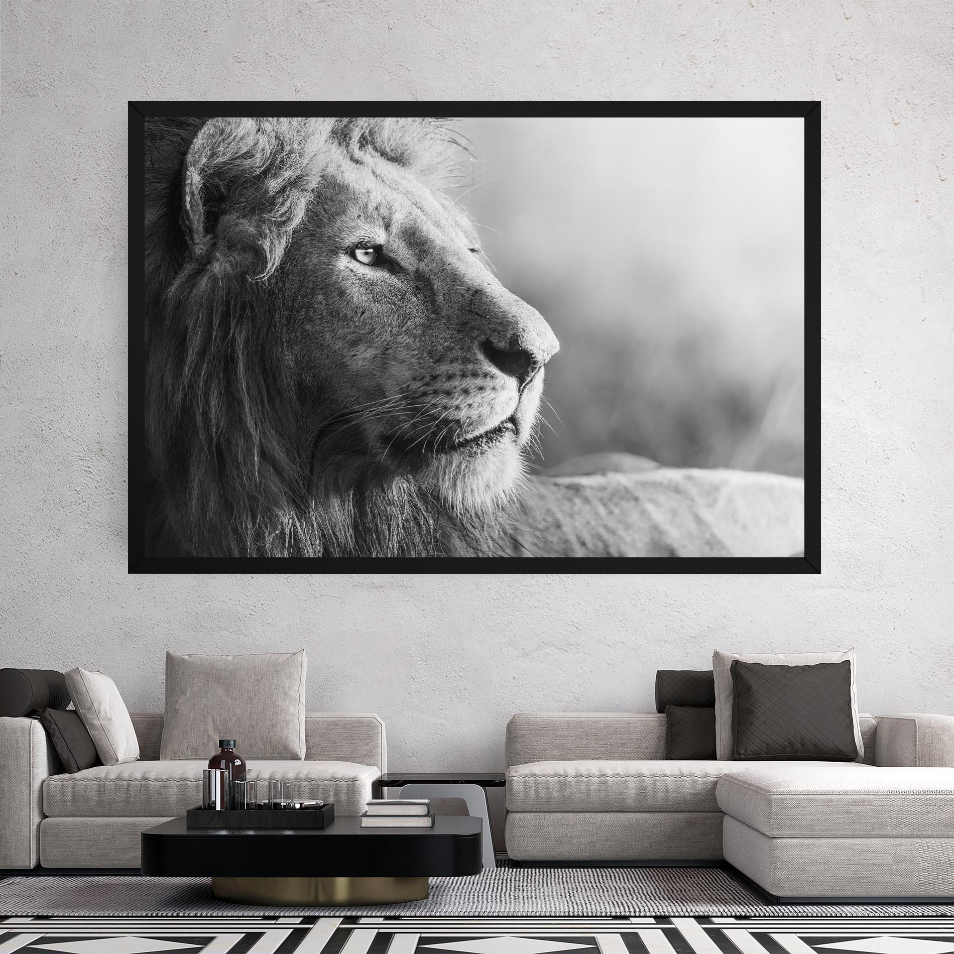Tablou Canvas Grey Lion Head mockup 2