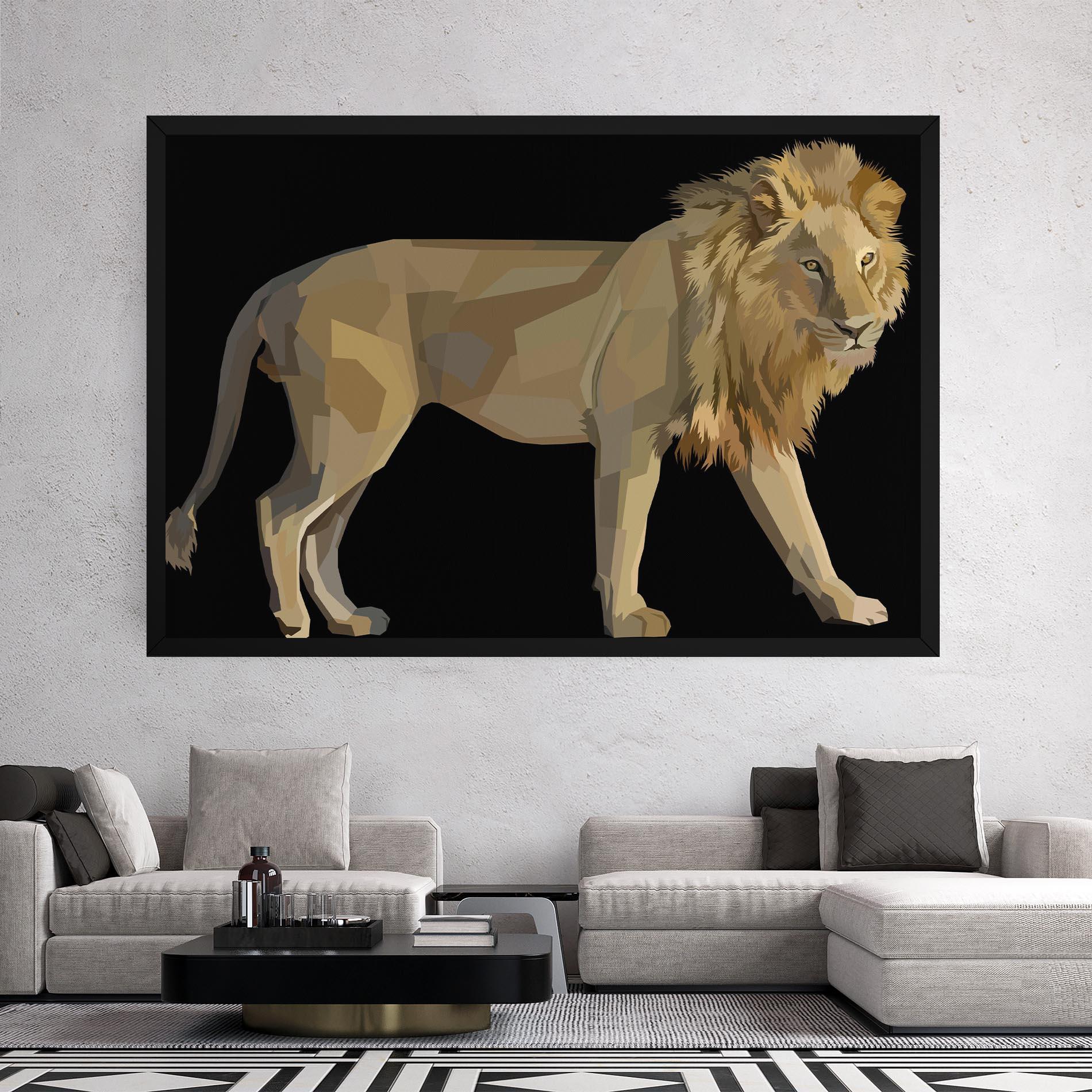 Tablou Canvas Lion Art On Black mockup 2