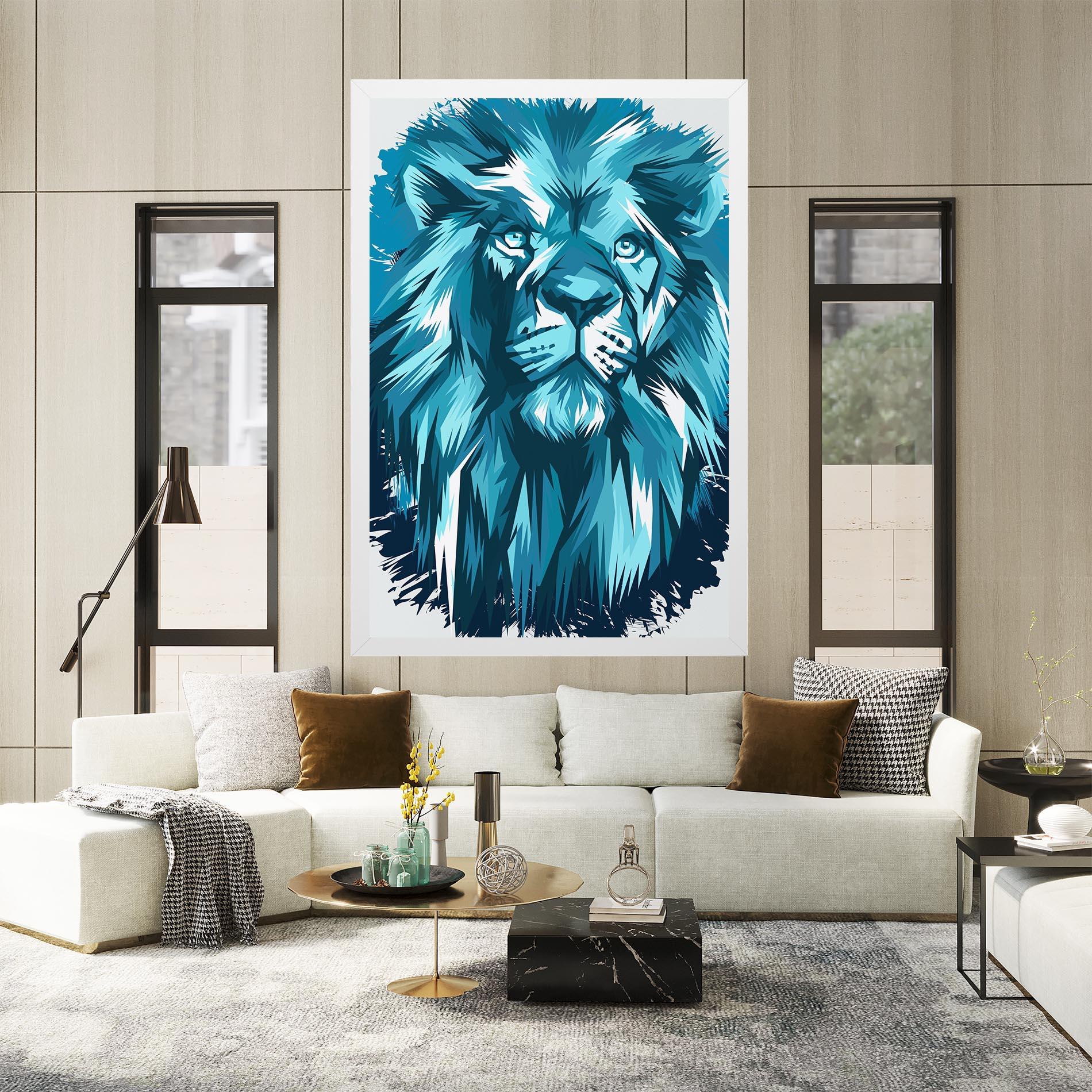 Tablou Canvas Blue Lion Head mockup 2