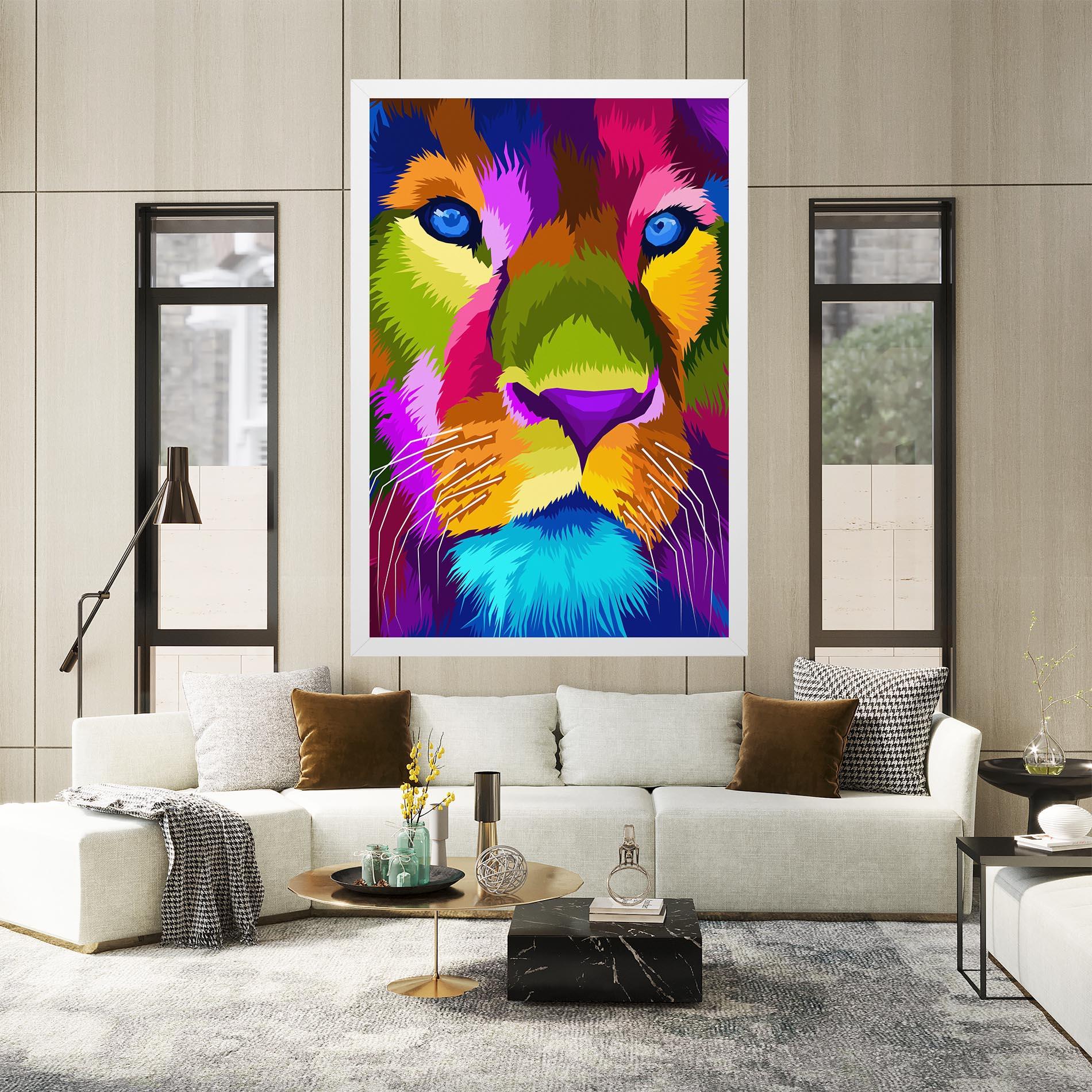Tablou Canvas Color Lion Close Up mockup 2