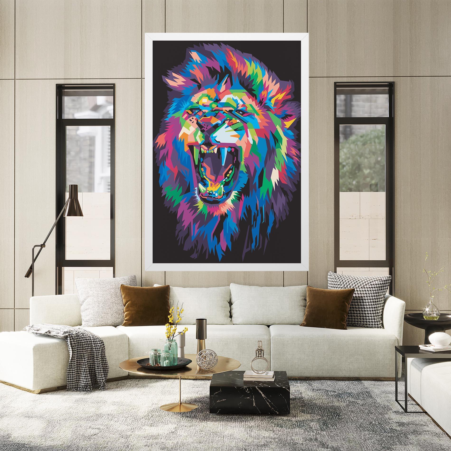 Tablou Canvas Colorful Lion Head mockup 2