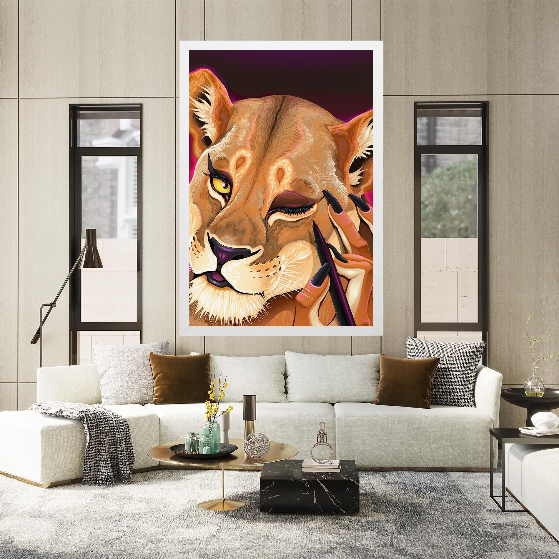 Tablou Canvas Female Lion Makeup mockup 2