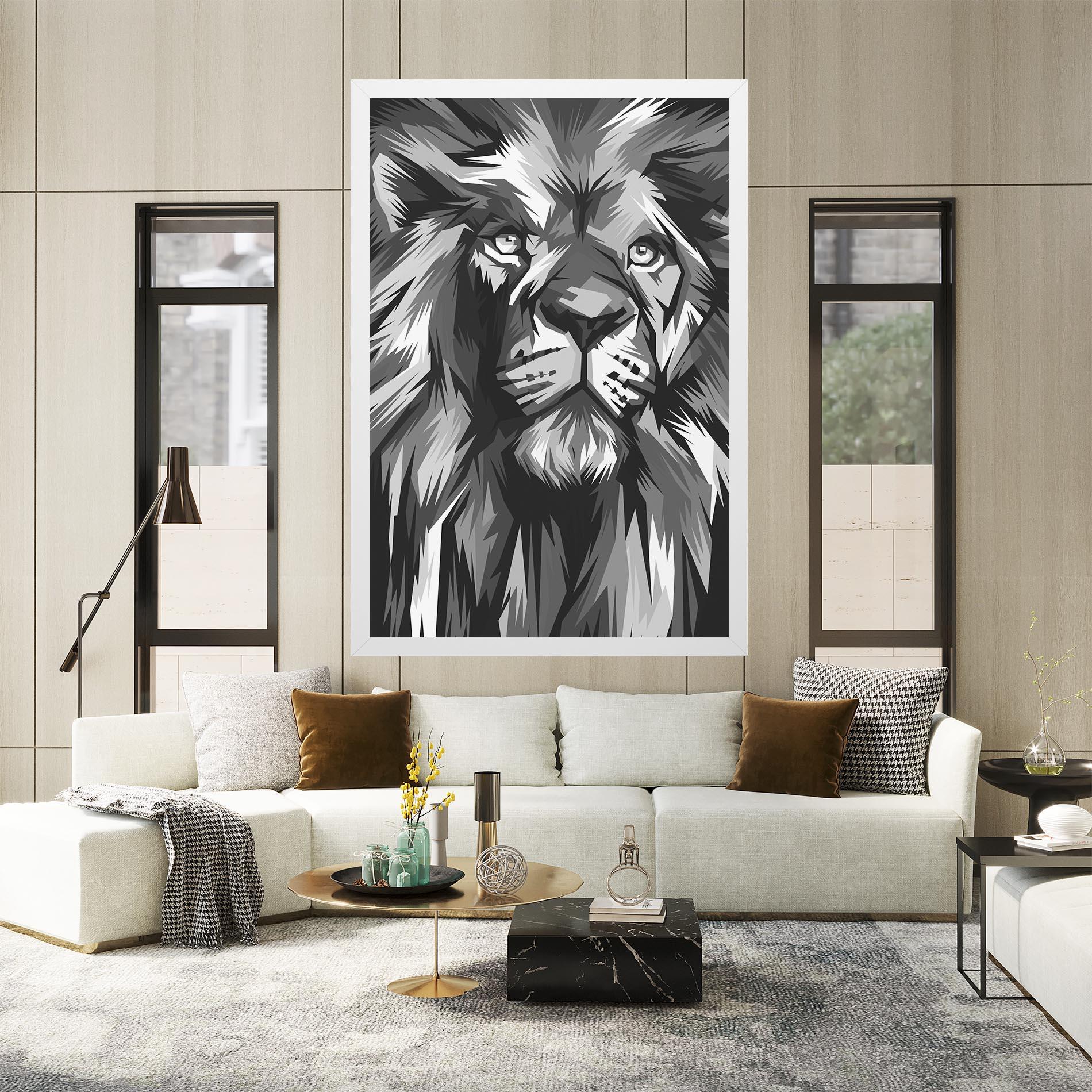 Tablou Canvas Grey Head Lion mockup 2