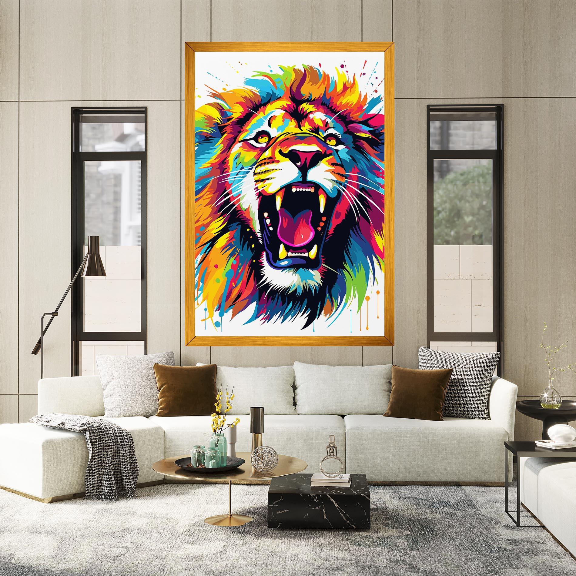 Tablou Canvas Angry Lion Mix mockup 2