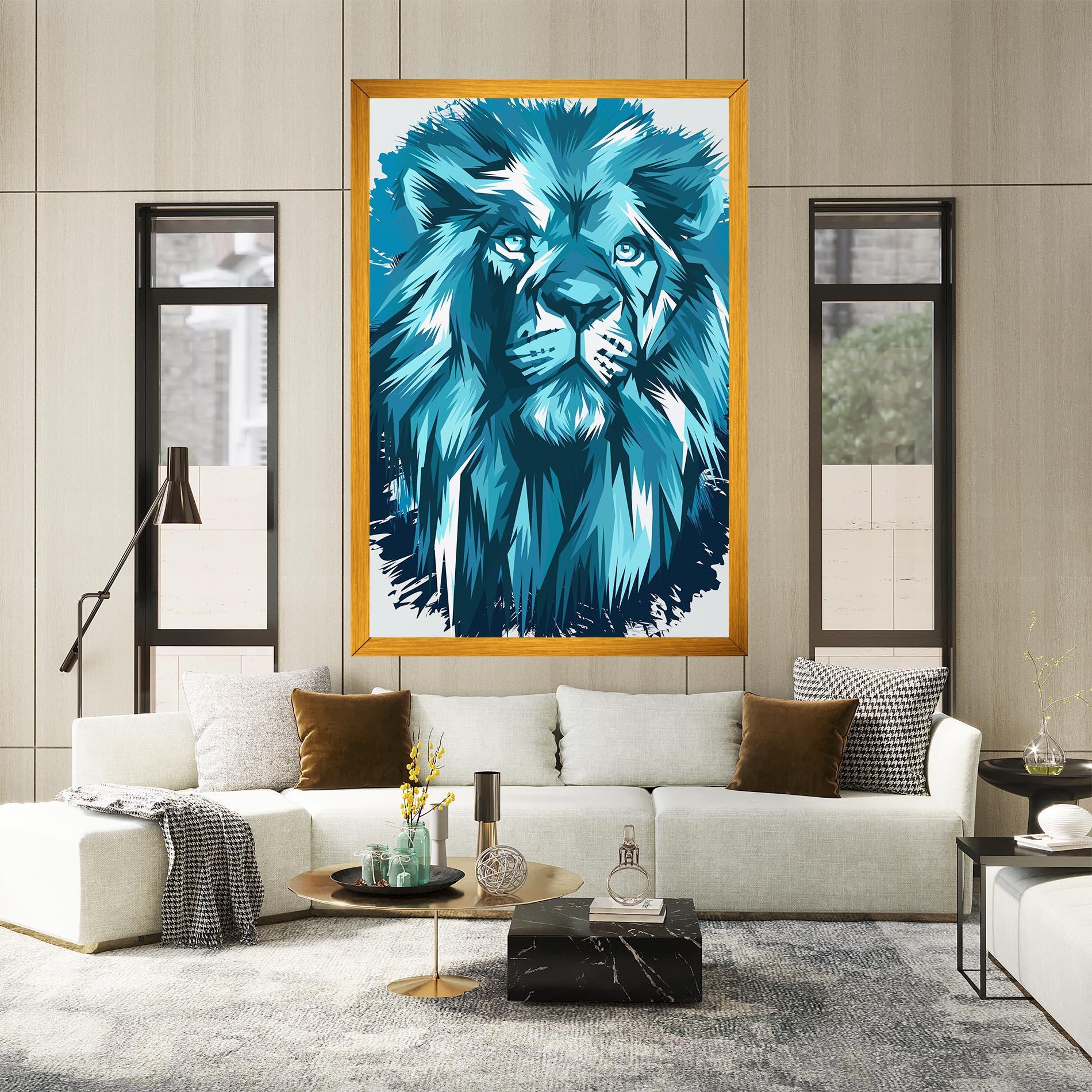 Tablou Canvas Blue Lion Head mockup 2