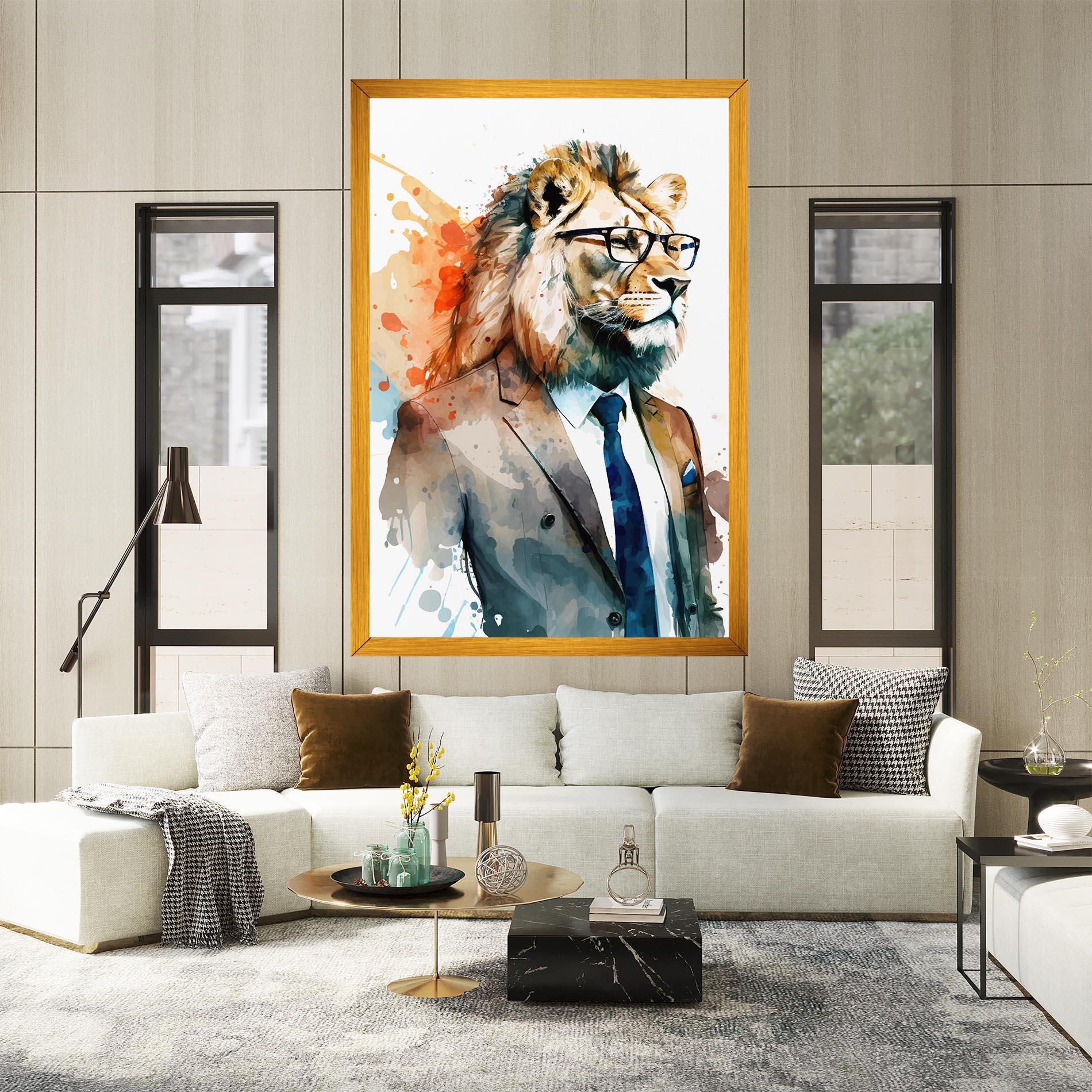 Tablou Canvas Brown Suit Lion mockup 2