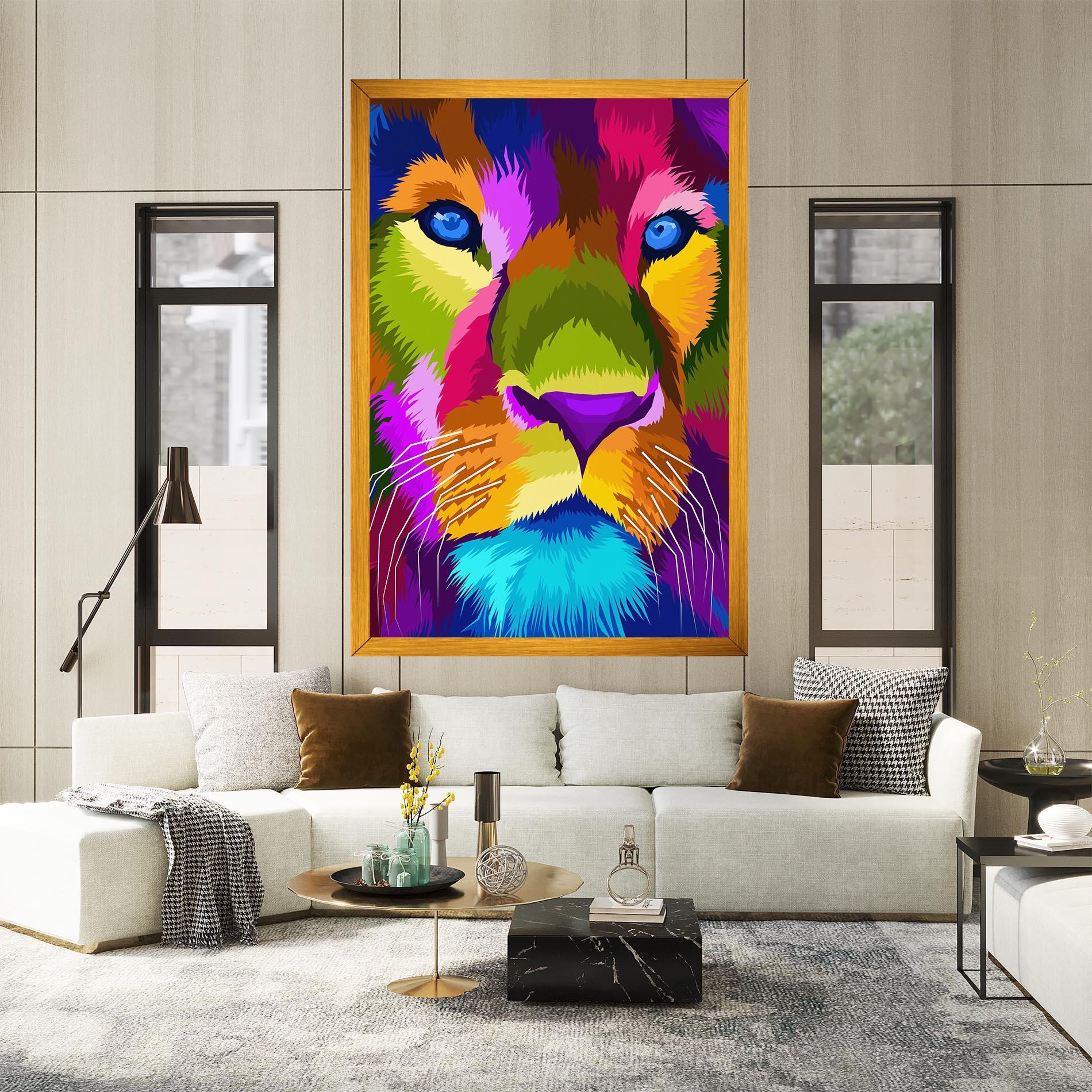 Tablou Canvas Color Lion Close Up mockup 2
