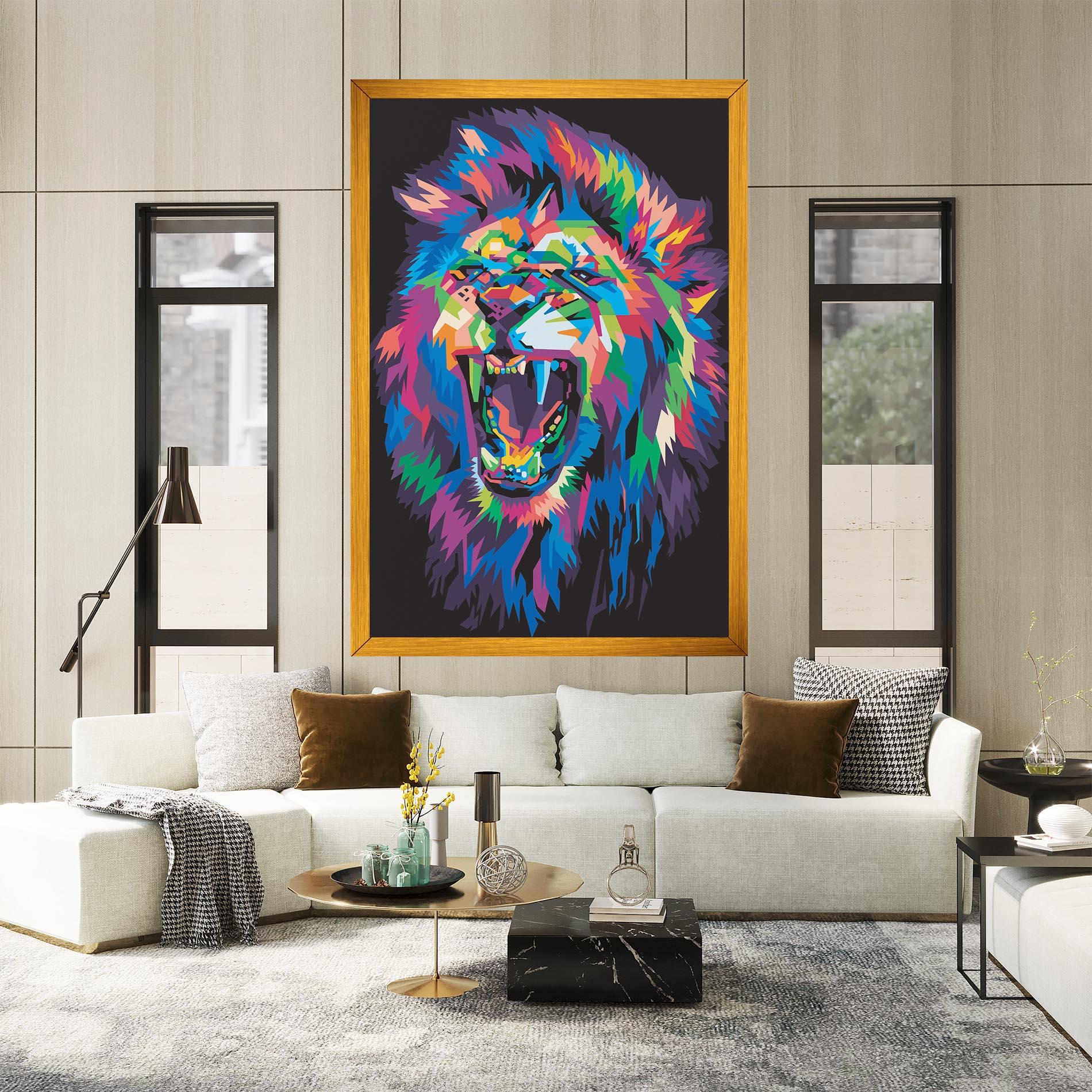 Tablou Canvas Colorful Lion Head mockup 2