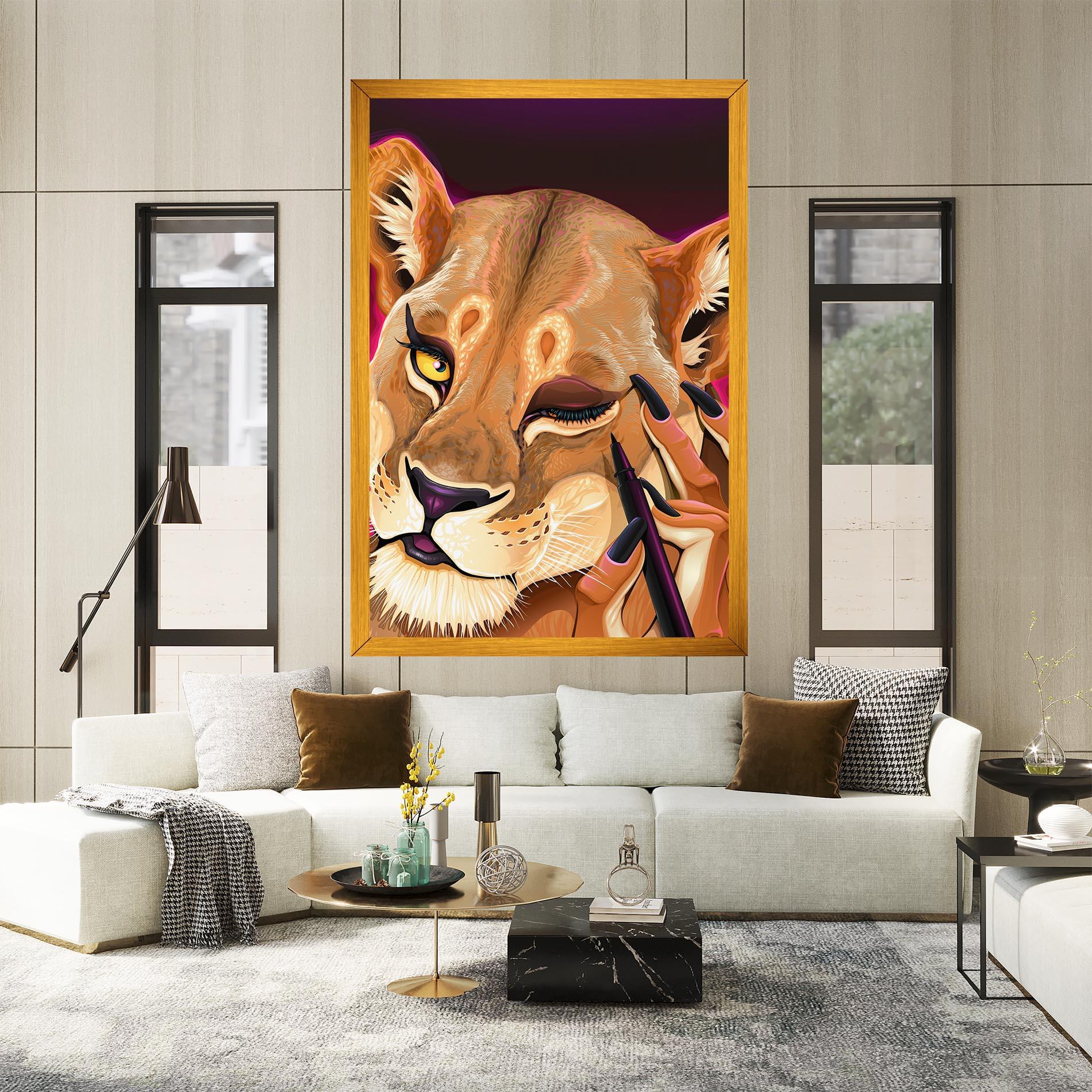 Tablou Canvas Female Lion Makeup mockup 2