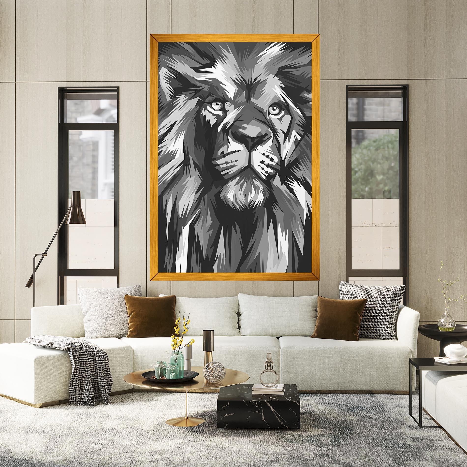 Tablou Canvas Grey Head Lion mockup 2