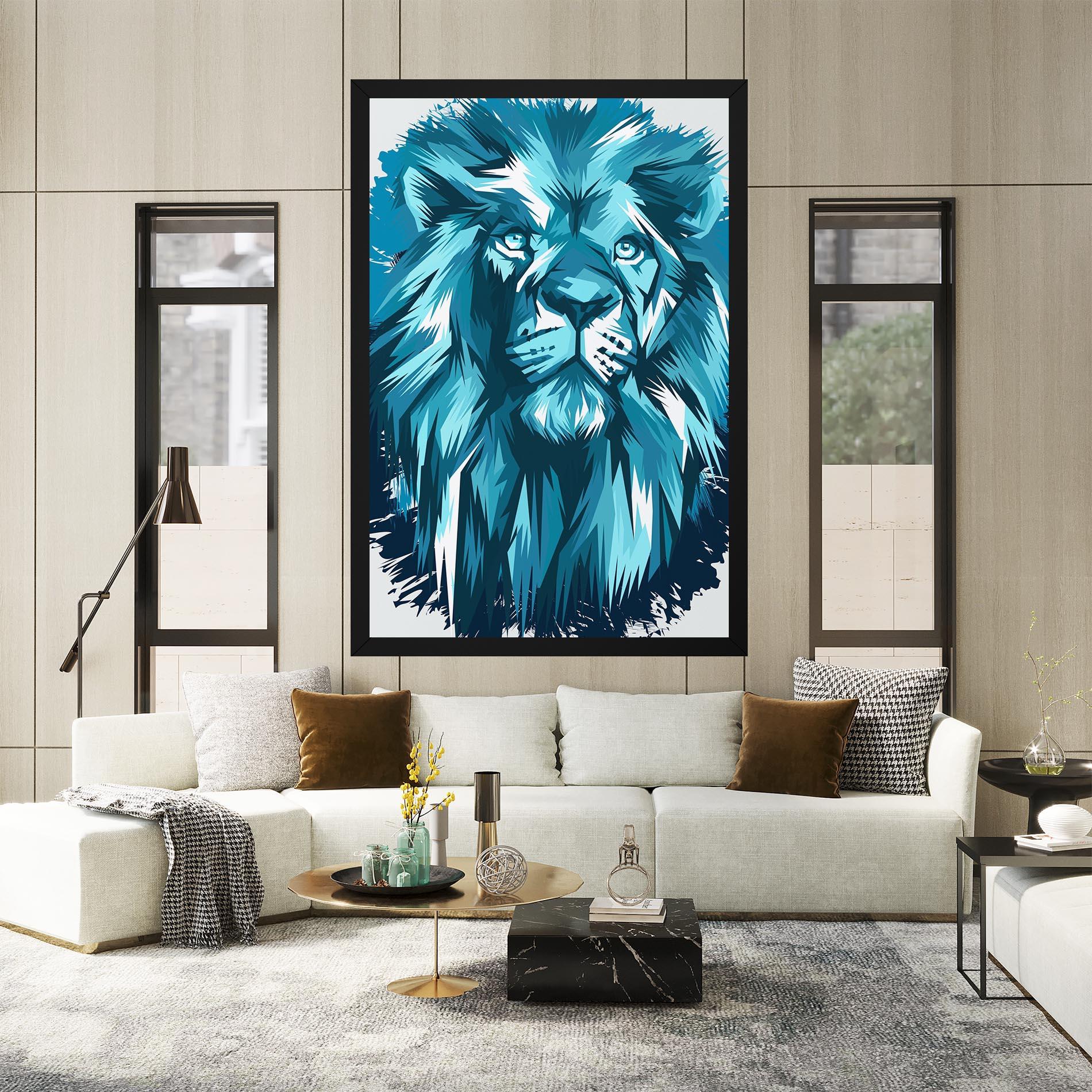 Tablou Canvas Blue Lion Head mockup 2