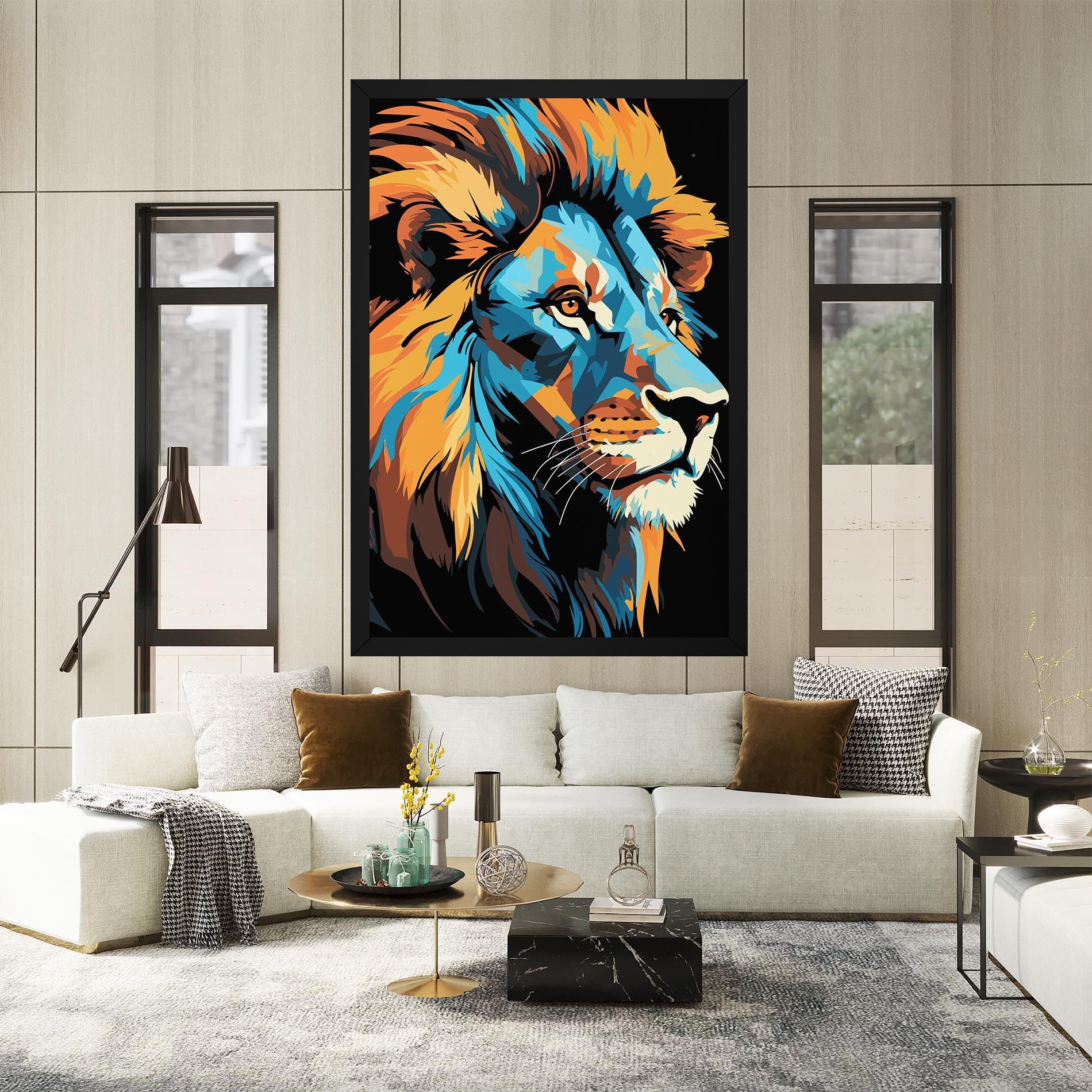 Blue Yellow Lion mockup 2